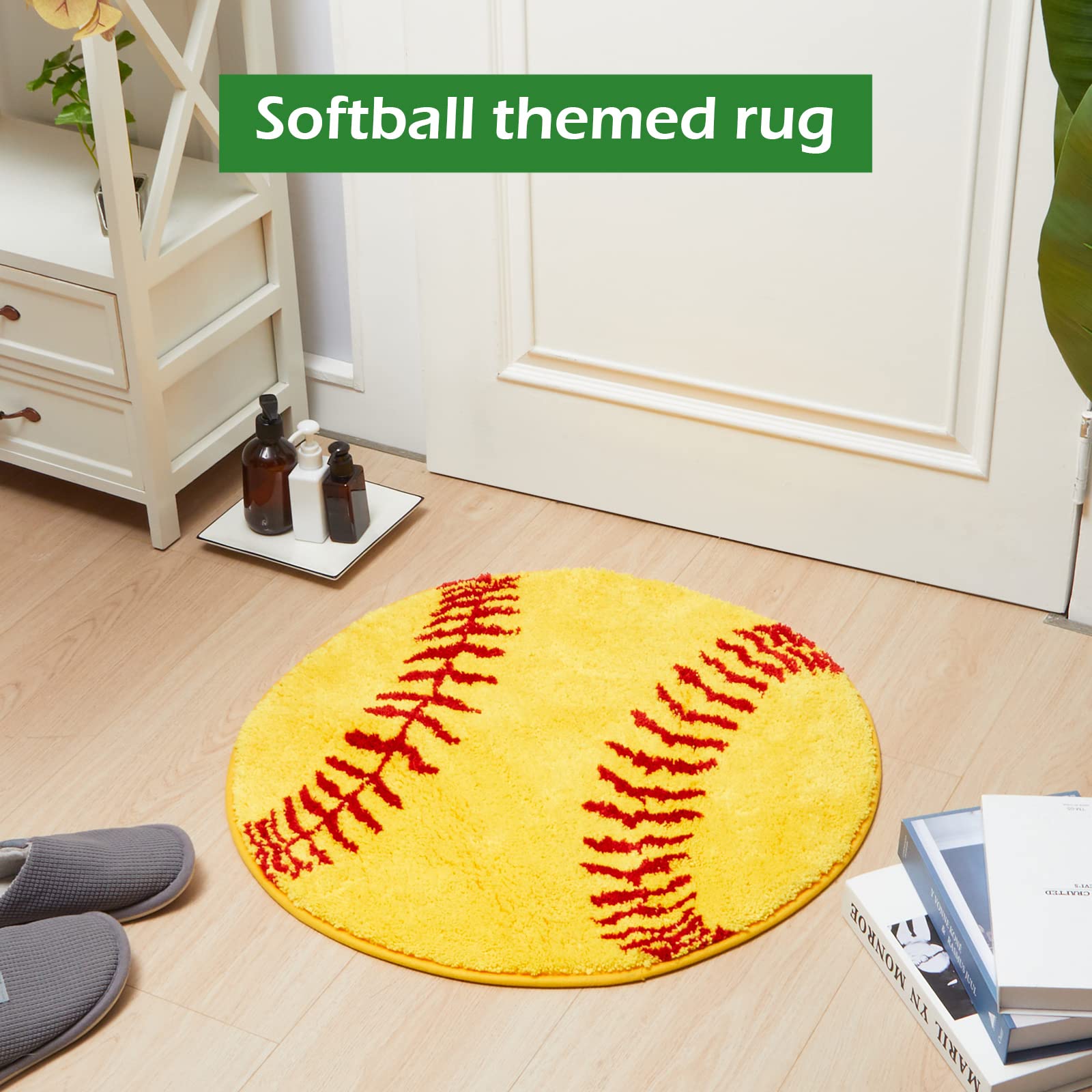 Softball Rug For Bedroom Softball Bathroom Rugs Sports Softball Ball Rug Softball Room Decor Softball Decor Sport Door Mat Softb