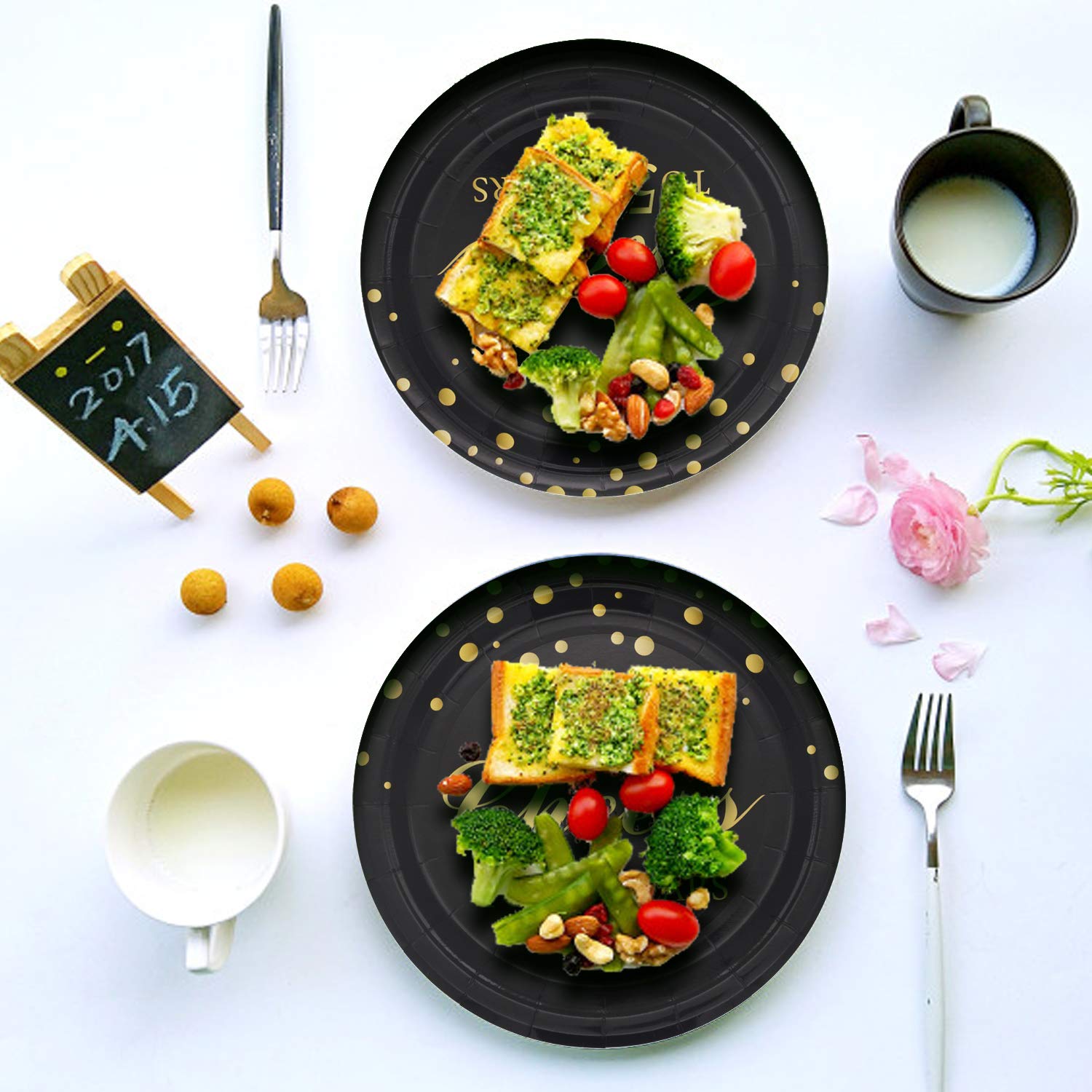 Pandecor 65Th Birthday Party Supplies,50 Pcs Cheers To 65 Years Disposable 7 Inch Paper Plates Dessert Plates For 65 Years Anniv