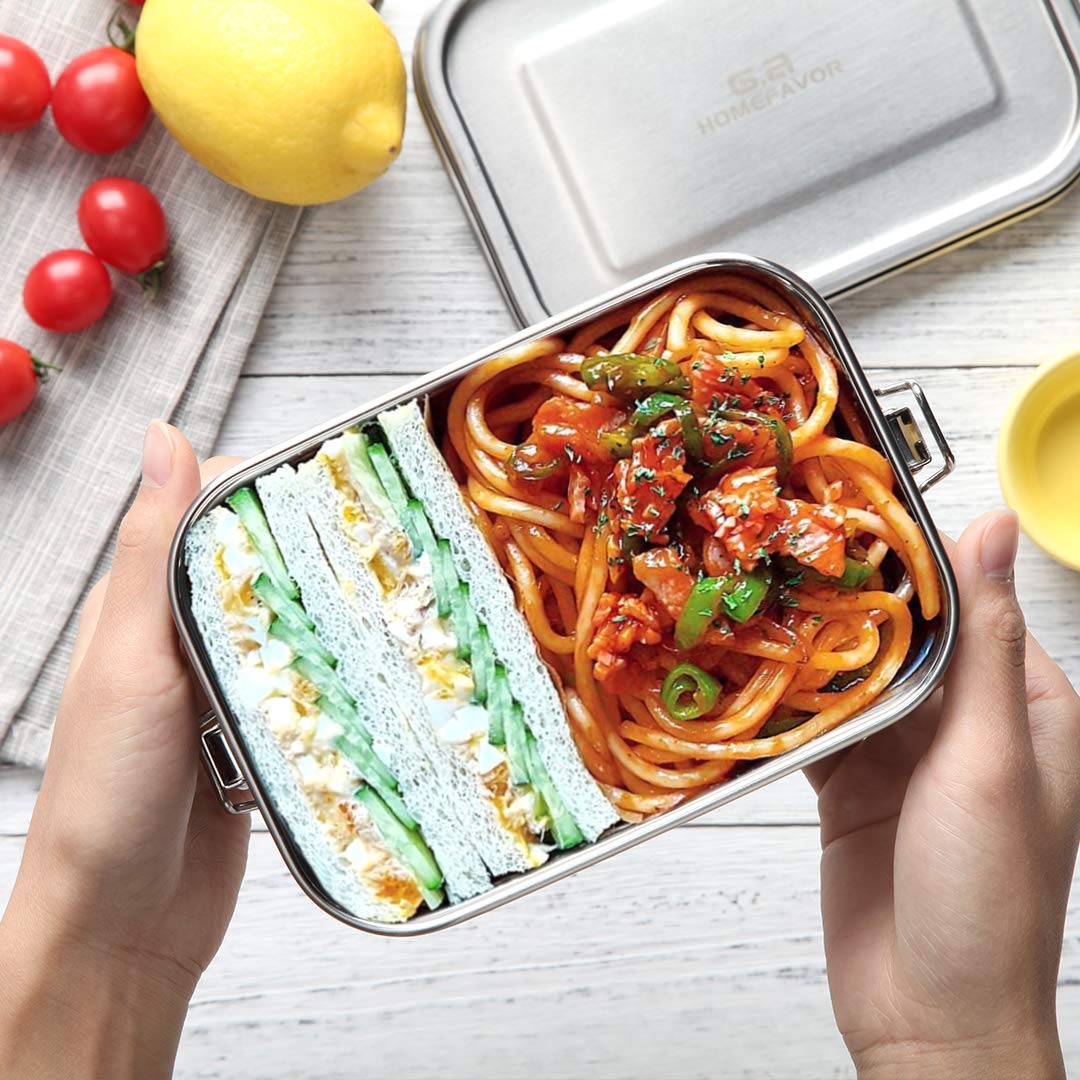 G.a HOMEFAVOR Bento Lunch Box  Stainless Steel Lunch Containers Leakproof  Metal Lunch Containers for Adults  800ML  Dishwasher Safe  BPA Free