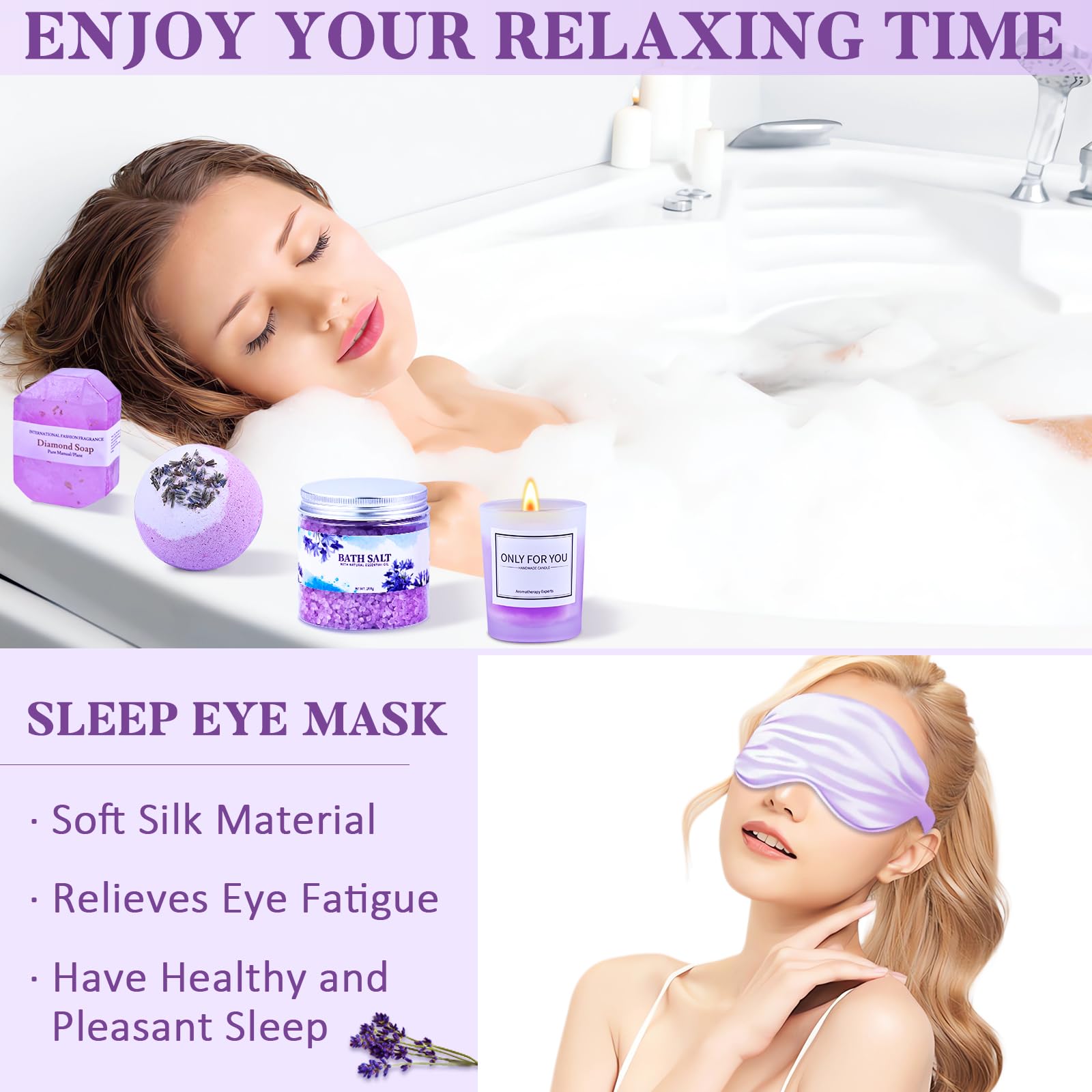 Birthday Gifts for Mom, Mothers Day Gift Ideas Birthday Gifts Get Well Soon Gifts for Mom Wife Women, Relaxing Lavender Spa Purp