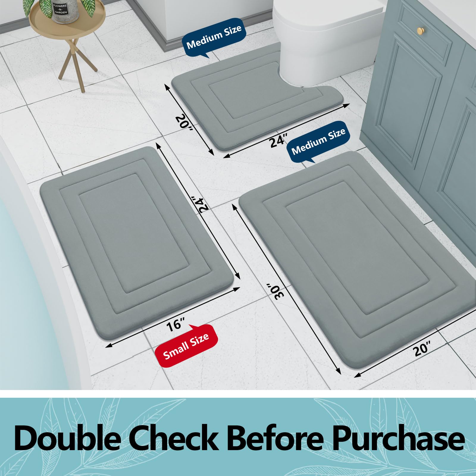 Arotive Memory Foam Bathroom Rug Mat 54X24, Ultra Soft And Absorbent Bath Mat, Machine Wash Dry, Comfortable Bath Rug Carpet For