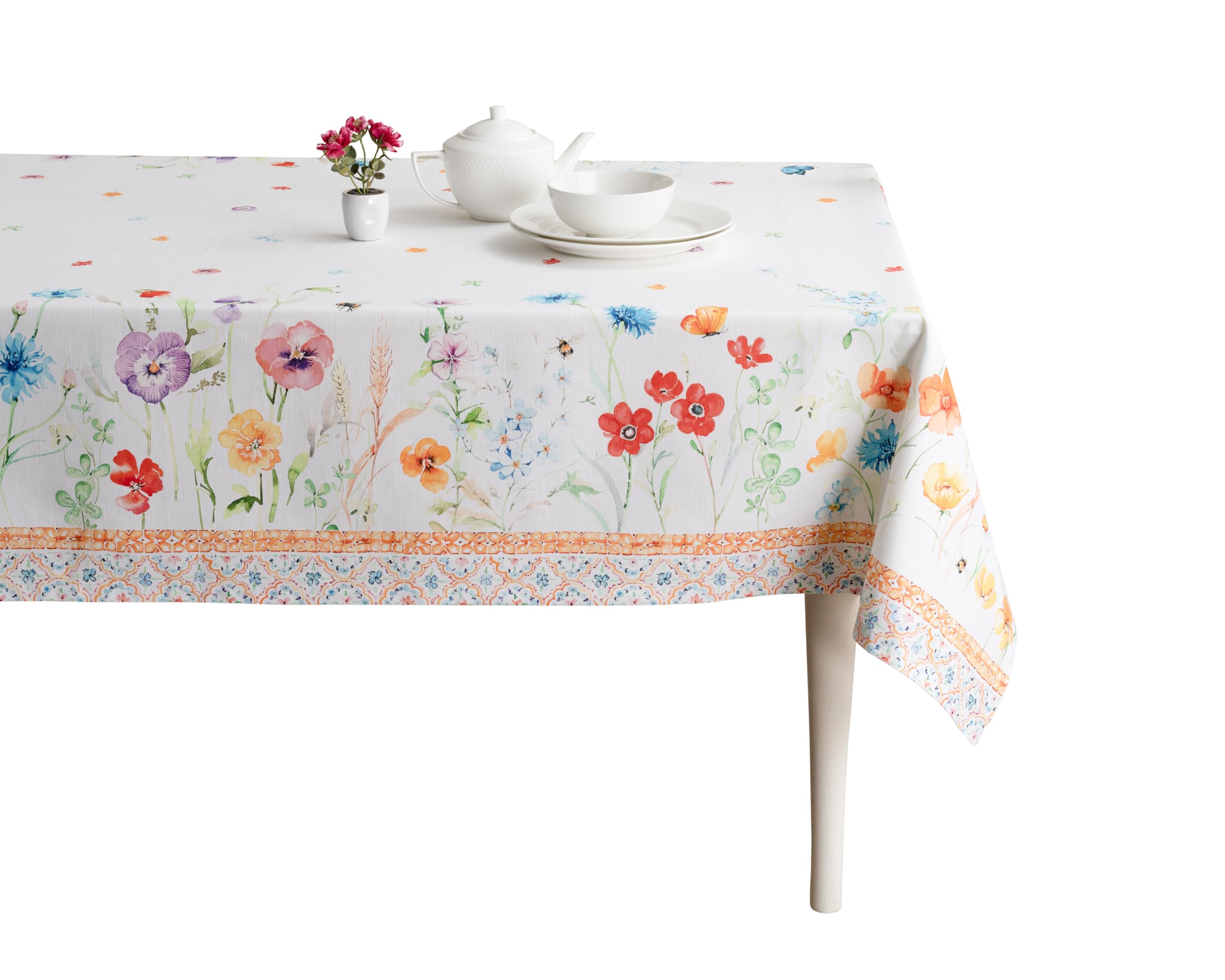 Maison D' Hermine Table Cover 100% Cotton 70X108 Decorative Tablecloth Washable Square Tablecloths For Gifts, Dining, Home,