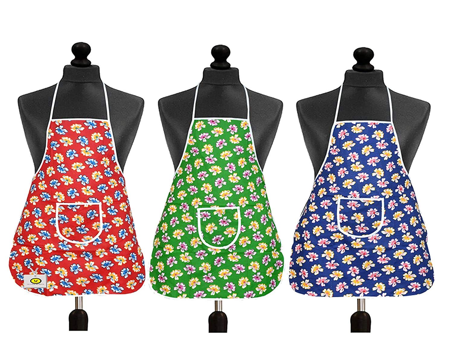 Yellow Weaves Waterproof Cotton Kitchen Multi Apron With Front Pocket  Set Of 3
