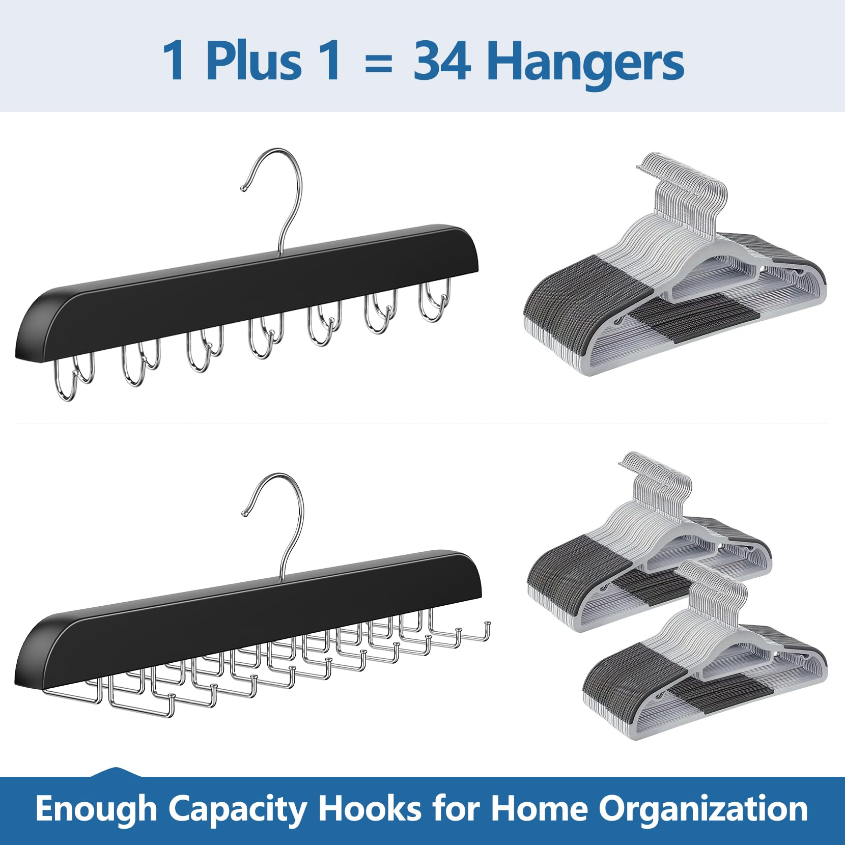 Resovo 2 Pack Tie Rack & Belt Hanger 2 In 1 Tie Hanger Space Saving Max 42 Belts& 60 Ties Capacity For Closet Organizers And Sto