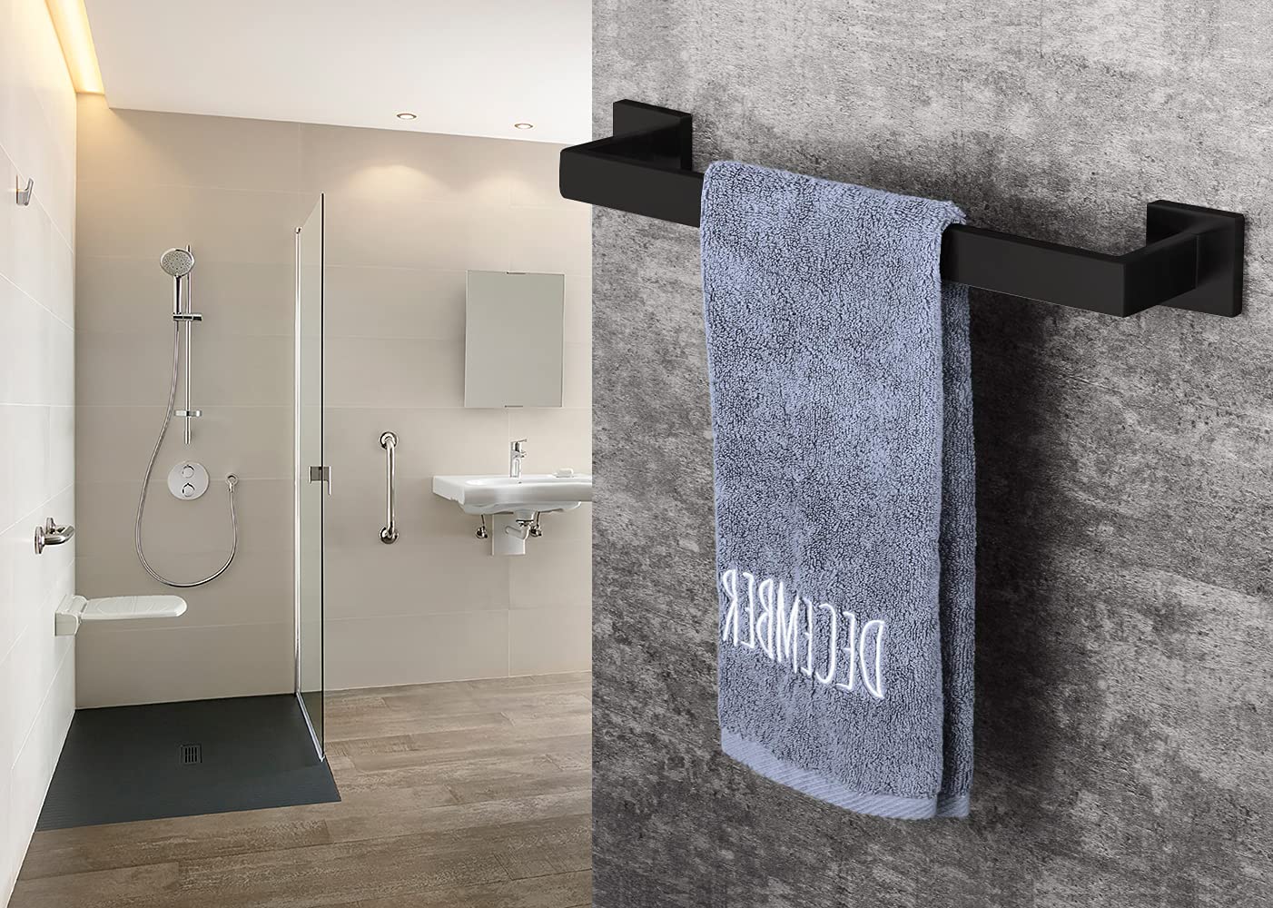 16 Inch Towel Bar For Bathrooms 12/16/24/28/32/36 Inch Stainless Steel 304 Matte Black Towel Holder Modern Square Towel Rod Rust