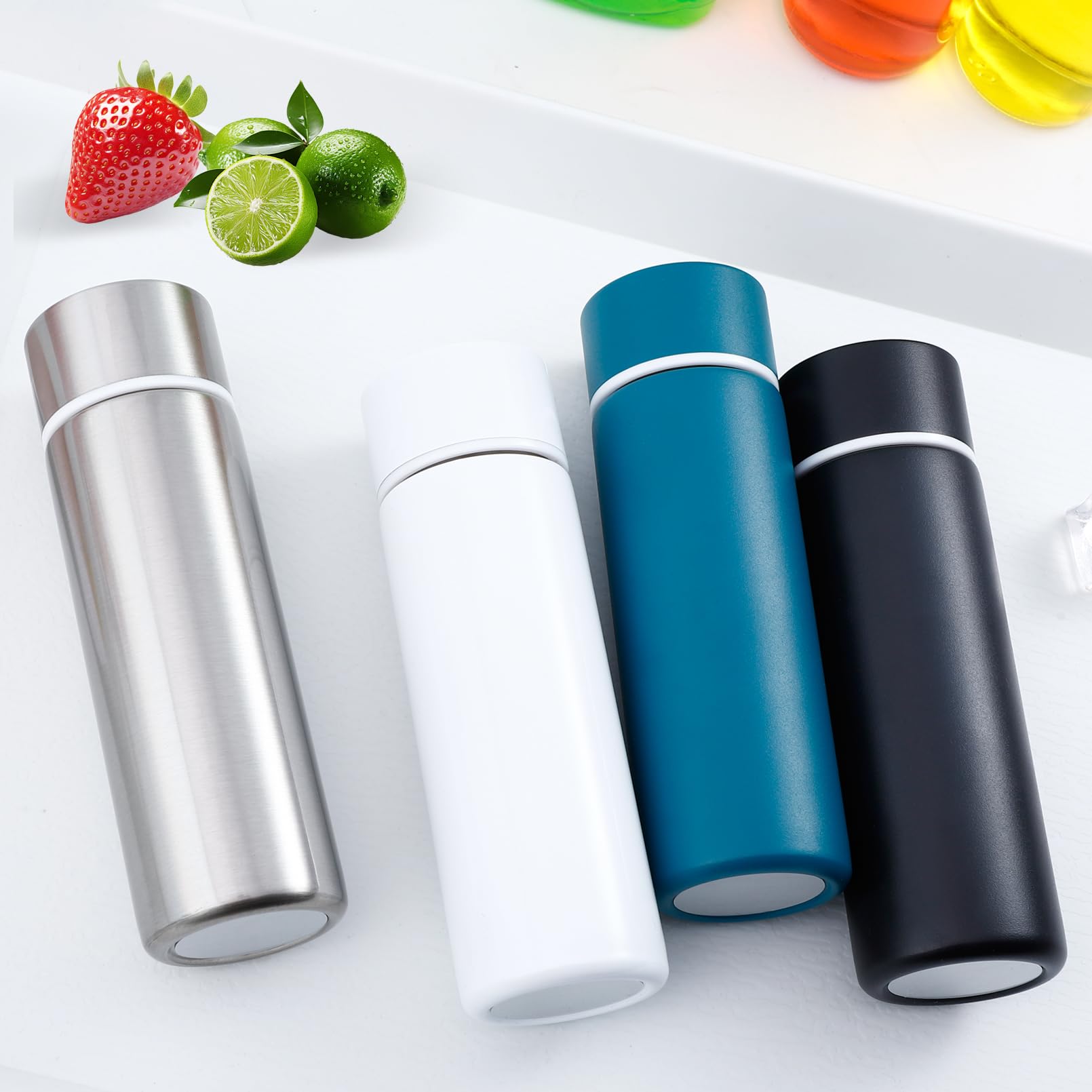 Enjamyo 4 Pack Cute Small Water Bottle, 4.4 Oz, Stainless Steel