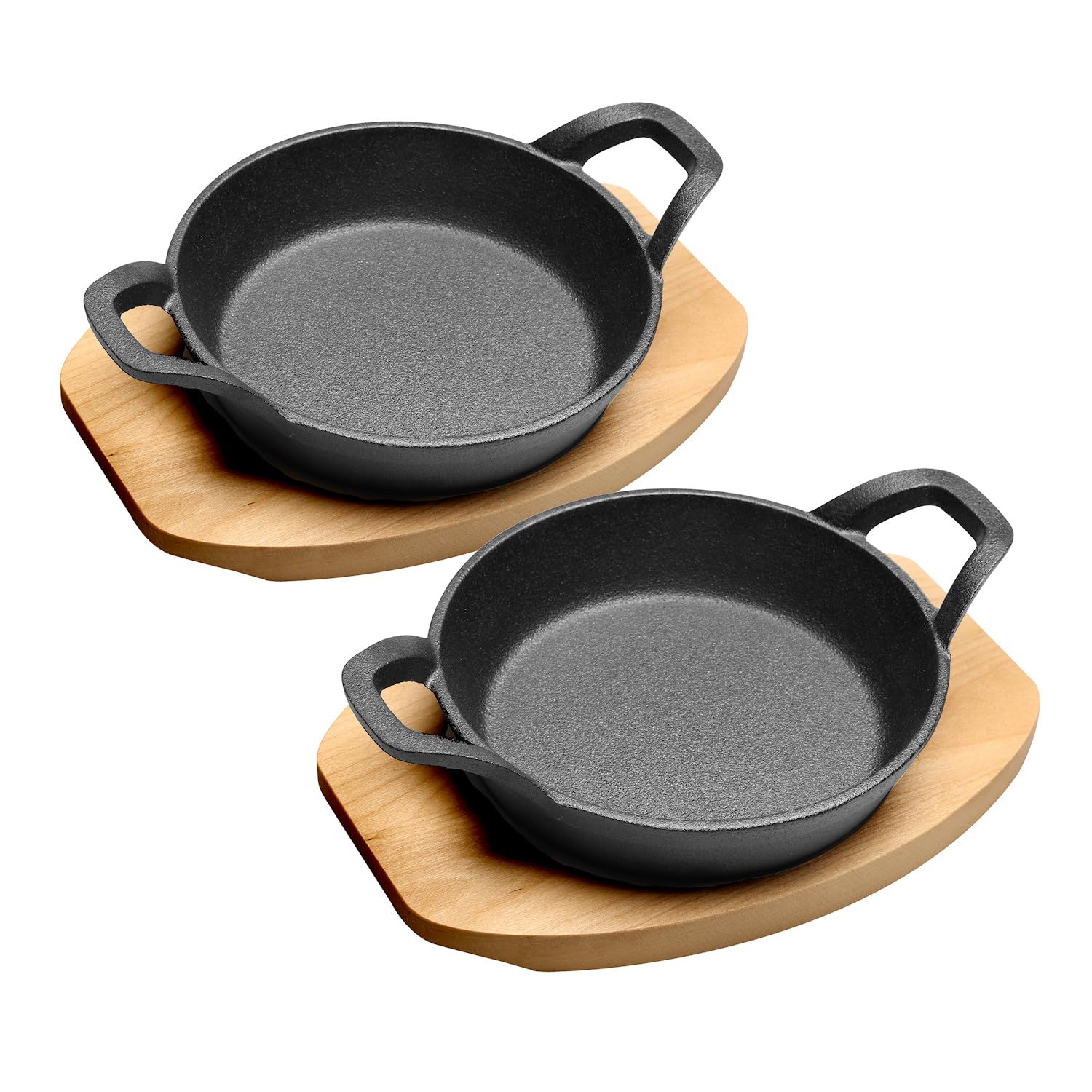 HOME DISTRICT Cast Iron Ramekin Set Oven Safe Mini Skillets Bakeware Bowls Casserole Pots, 6.5 x 1 1/2, 12 oz  2 PC Set