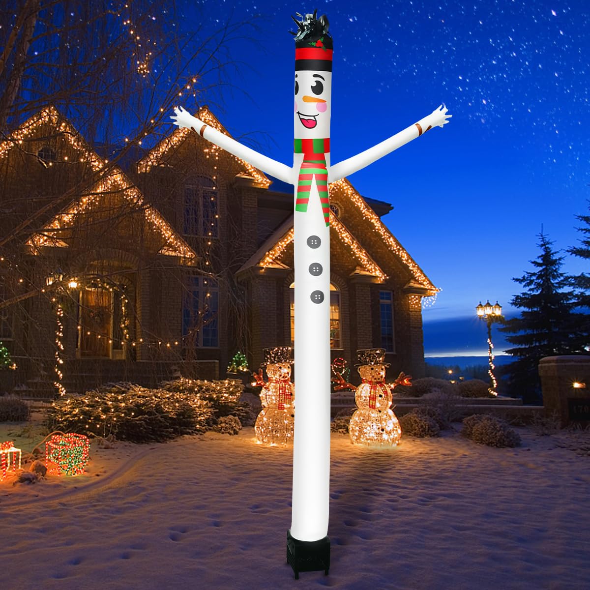 8FT Inflatable Air Waving Tube Dancer with Blower Set, Blow Up Inflate Santa Clause for Christmas Decorations (Snowman)