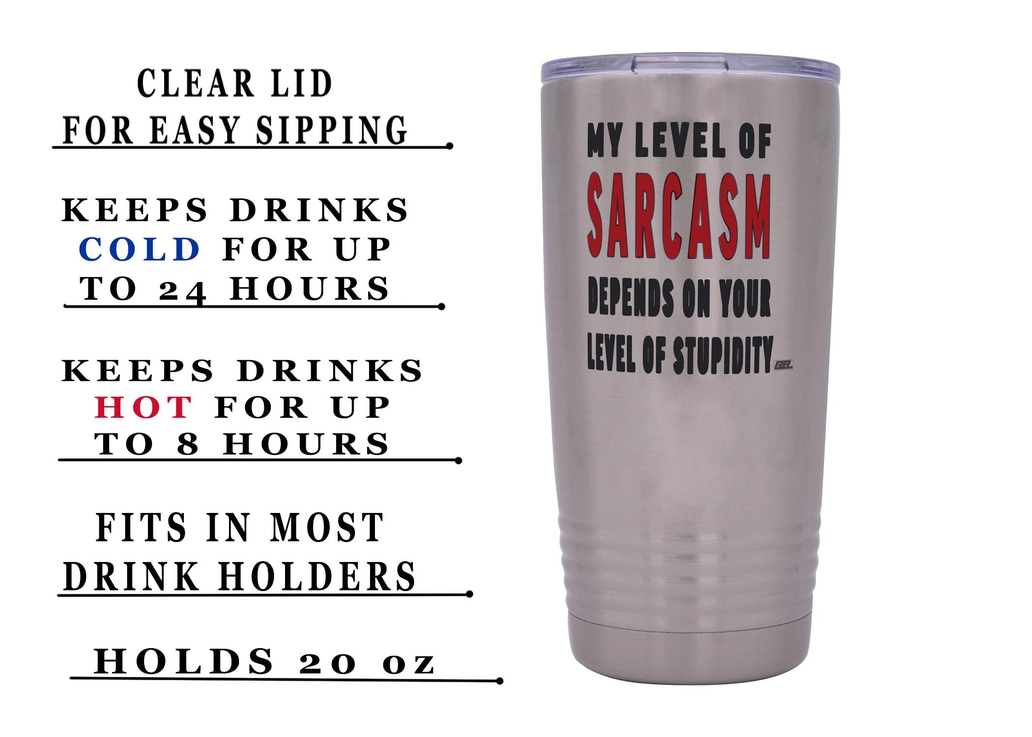 Rogue River Tactical Funny Sarcastic Office Work 20 Oz. Travel Tumbler Mug Cup W/Lid Vacuum Insulated Hot Or Cold Level Of Sarca