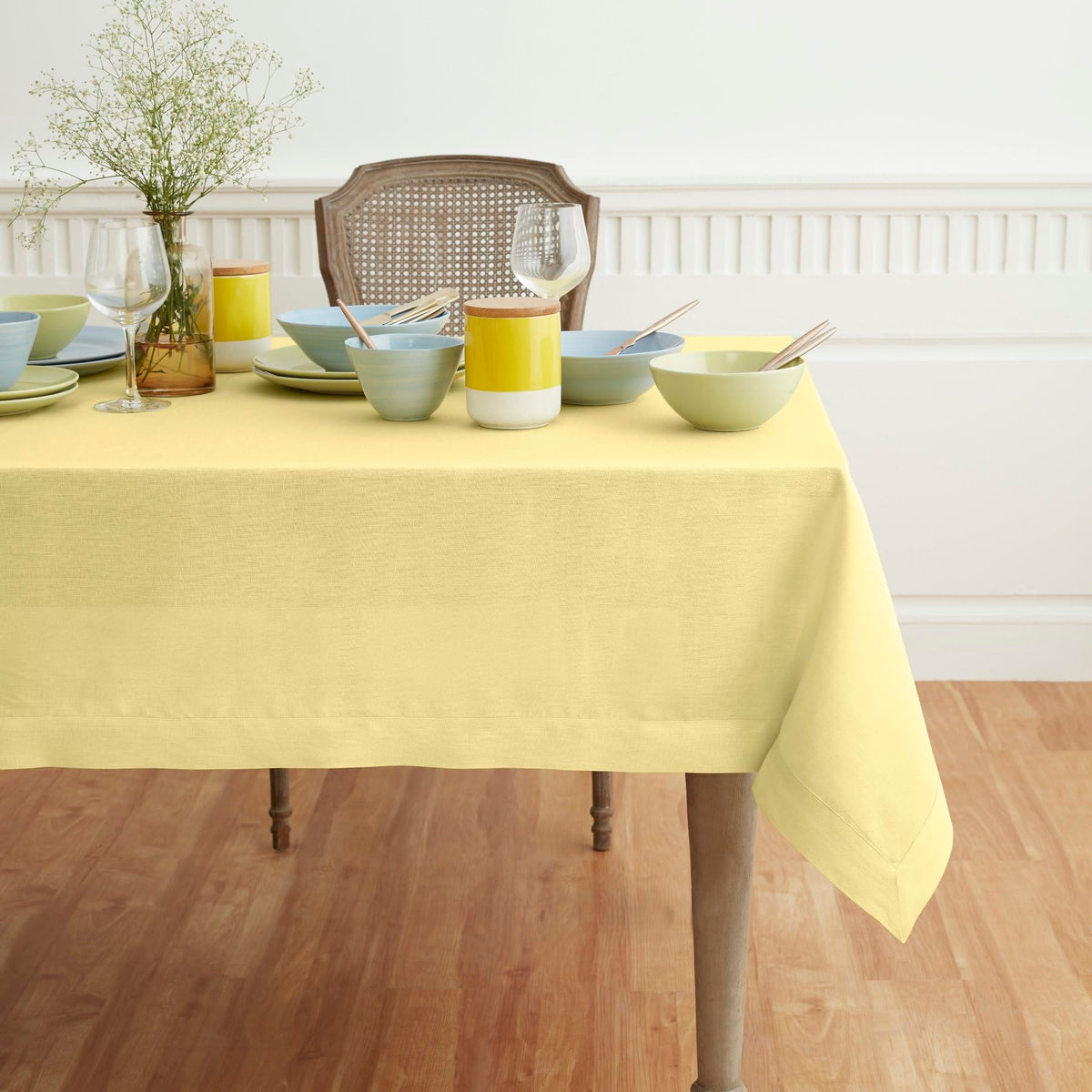 Yellow Table Linens Solino Home Yellow Linen Tablecloth 132'' L X 60'' W Inch - Fete, 100% ...