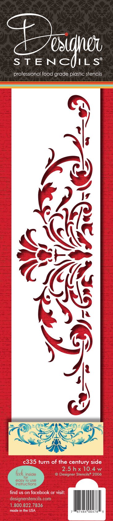 Designer Stencils Turn Of The Century Cake Stencil Side, Beige/Semi-Transparent