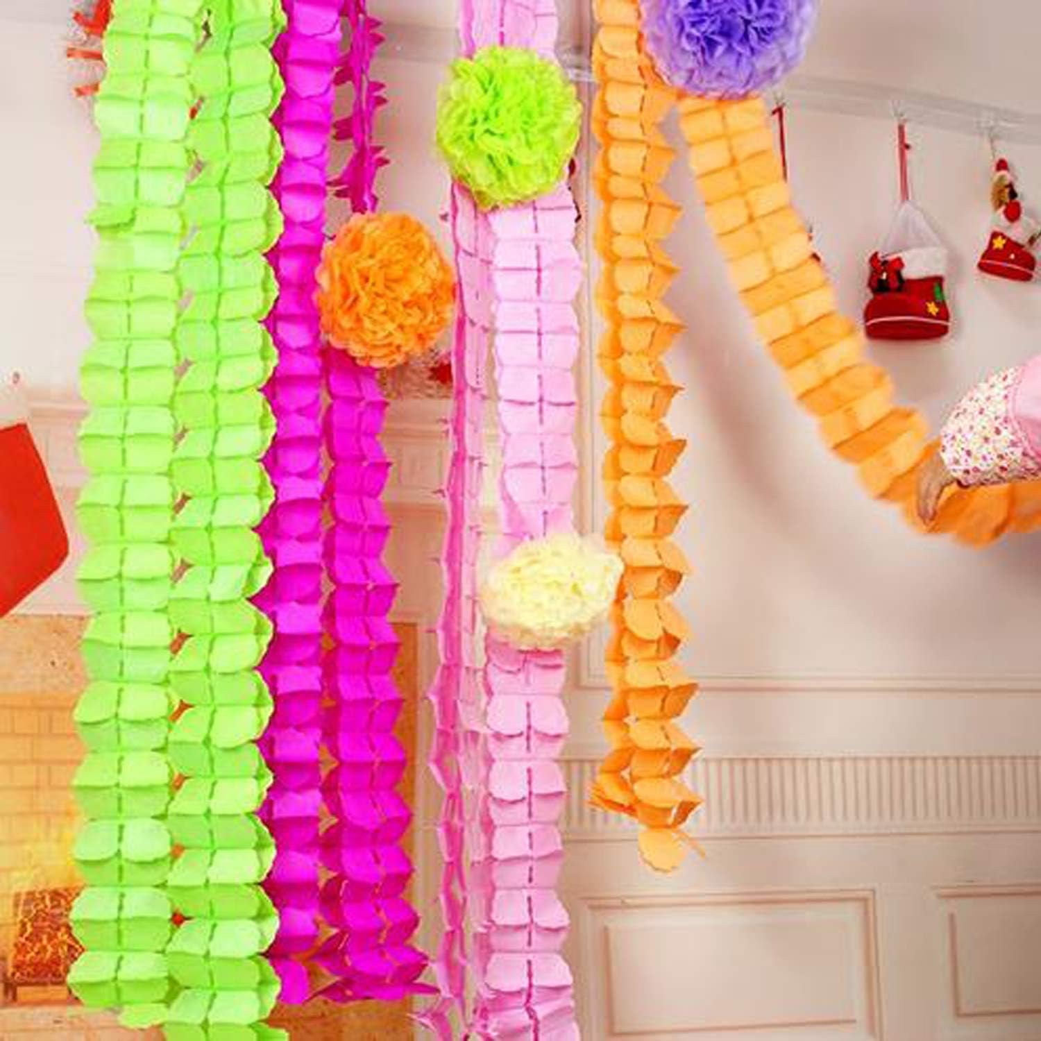 12 Pack Colorful Four Leaf Clover Paper Flowers Garland Decorations Reusable Party Streamers Hanging Garland Tissue Flower Hangi