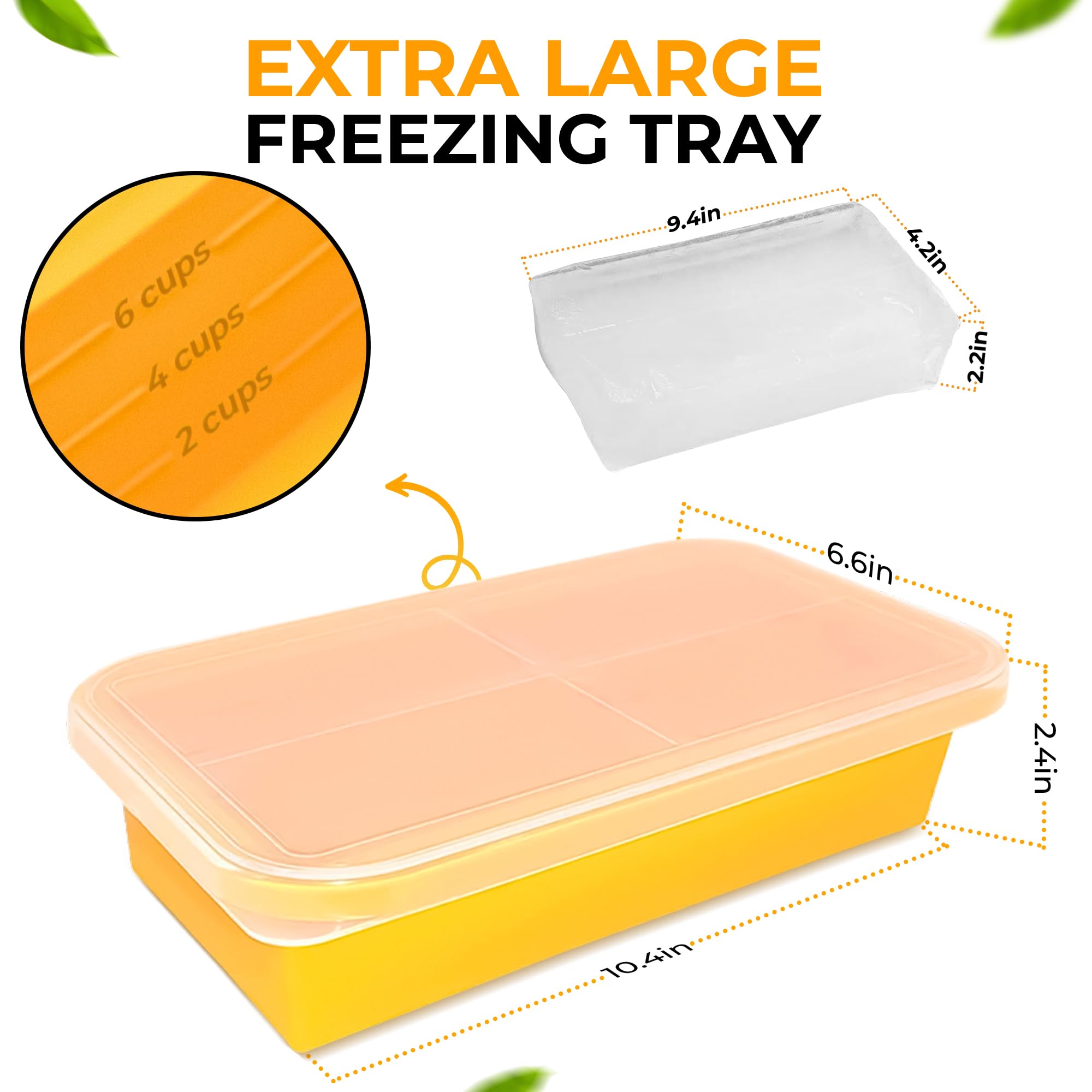 (2 Pack) Large Silicone Freezer Containers For Soup, Pasta Sauce, Leftovers, Broth & More - 6 Cup Reusable Bpa Free Non Plastic