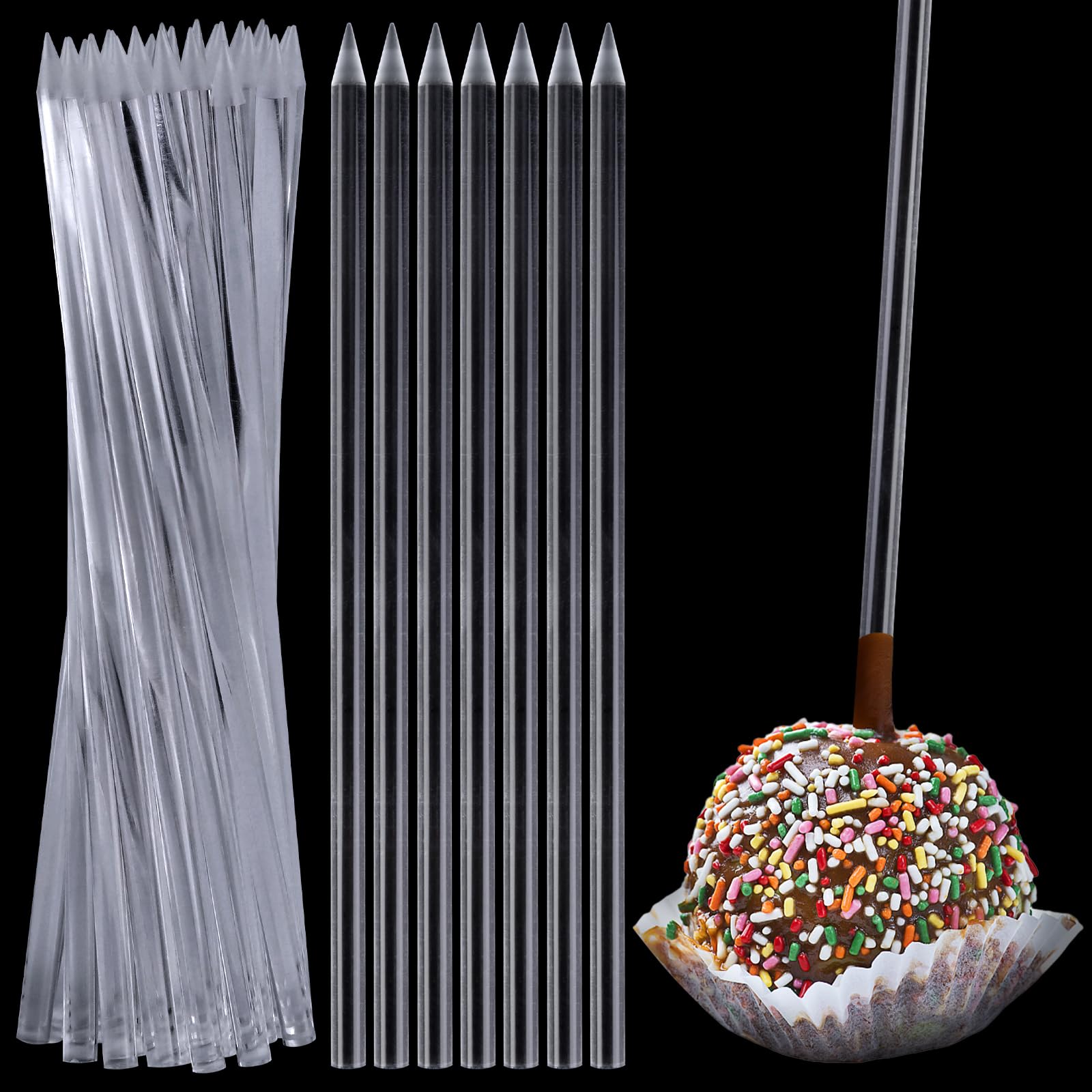 Hansgo 28Pcs Acrylic Candy Apple Sticks, 6 Inch Clear Apple Sticks Clear Pointed Acrylic Rods For Cake Pops Dessert Caramel Appl