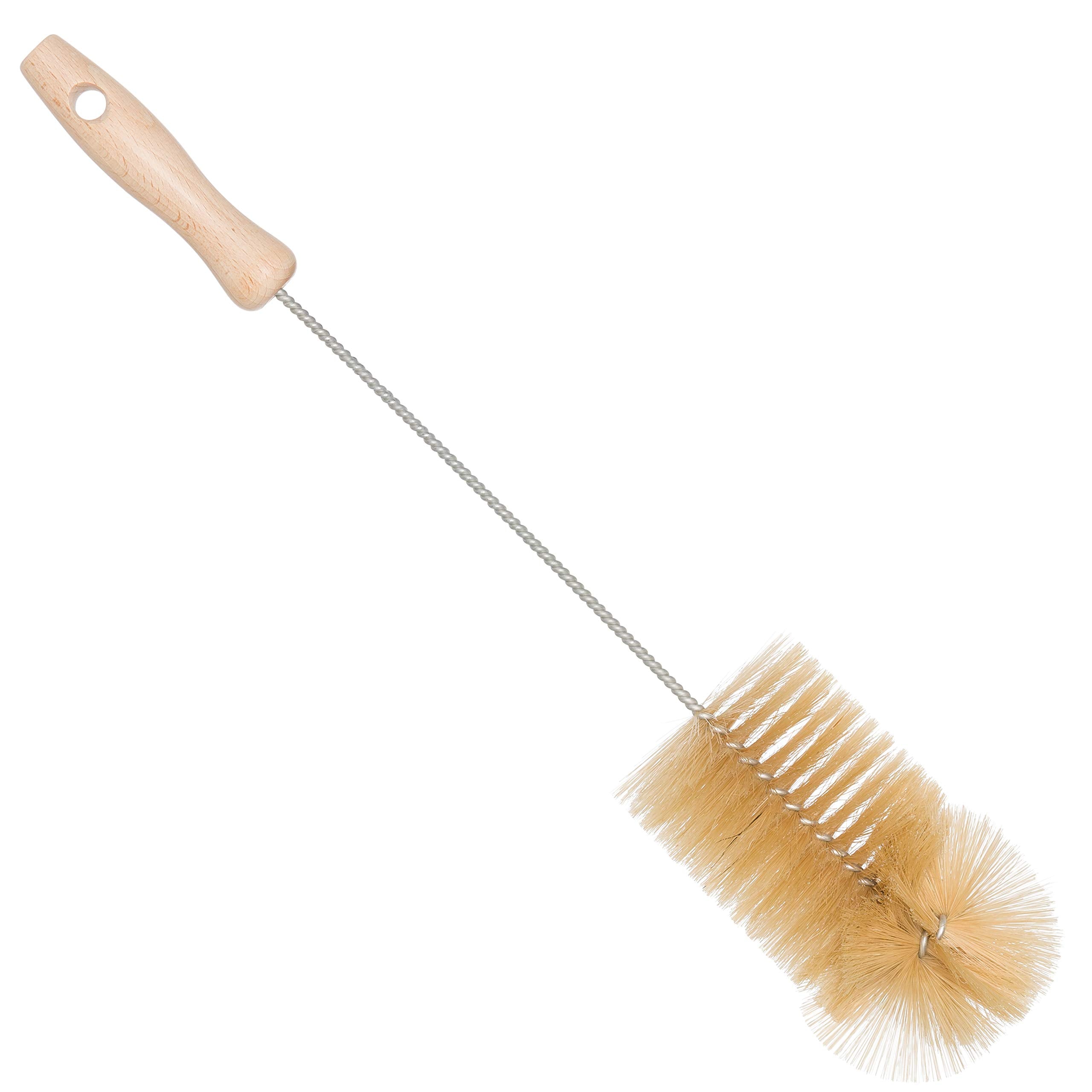 Redecker Bottle Brush, Tampico and Horsehair Bristles, Full Fit Flexible Wire Brush, Beechwood Grip, Made in Germany