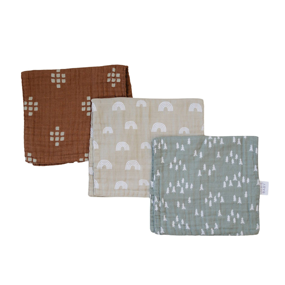 Mebie Baby Burp Cloths, Woods Print 3-Pack, Muslin Burp Cloth Set For Spit Up, Drool, And More, Boho Burp Cloths For Baby Boy An