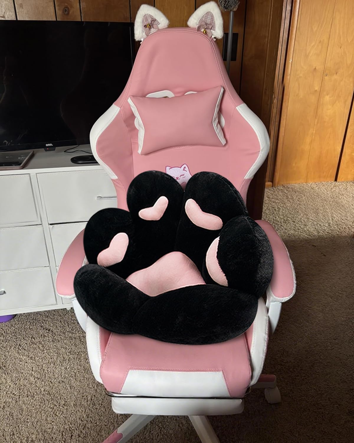 MOONBEEKI Cat Paw Cushion Chair Comfy Kawaii Chair Plush Seat Cushions Shape Lazy Pillow for Gamer Chair 24x 22 Cozy Floor Cute