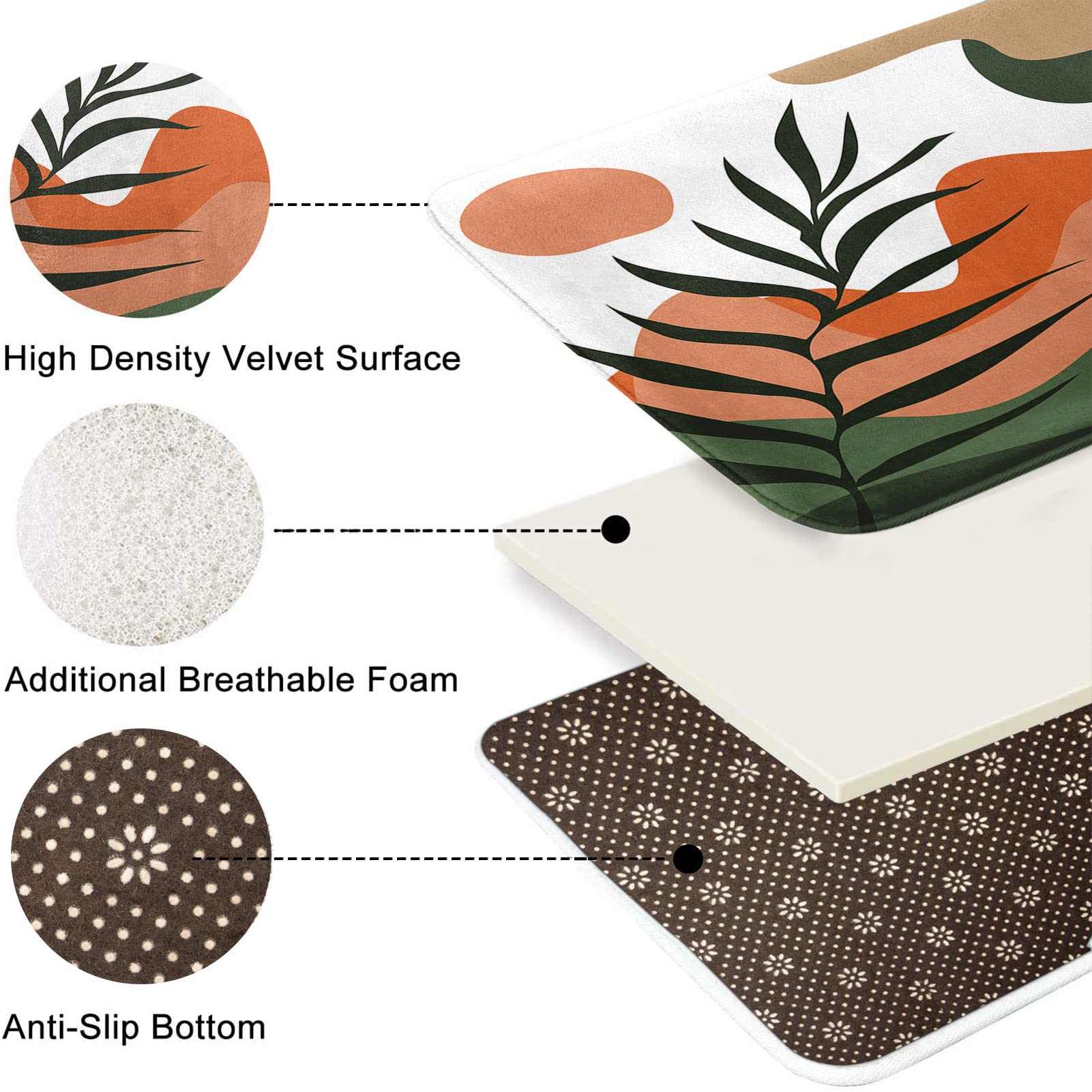 Tayney Boho Mid Century Shower Curtain Set With Toilet Lid Cover And Non-Slip Rugs, Abstract Sun Mountain Plants 4 Pcs Modern Sh