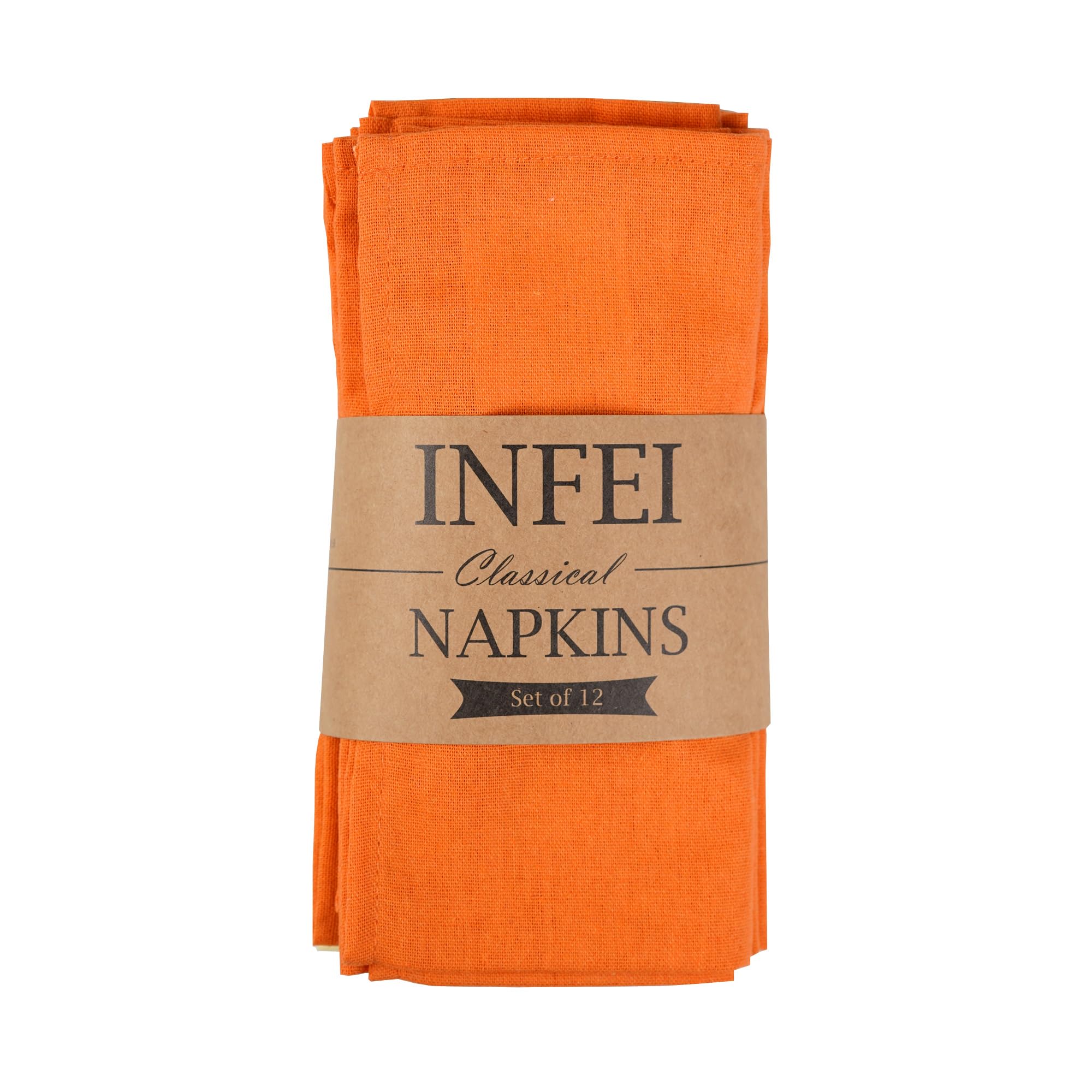Infei Solid Color Cotton Linen Blended Thin Dinner Cloth Napkins - Set Of 12 (40 X 40 Cm) - For Easter Events & Home Use (Multi