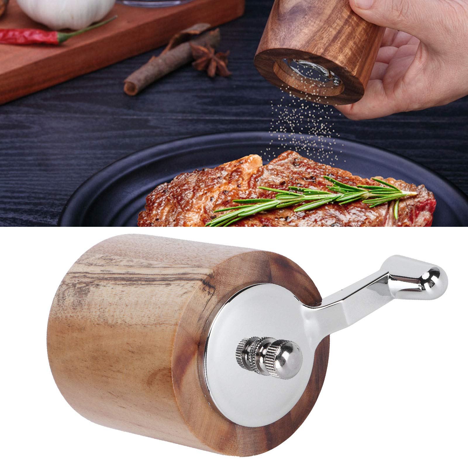 Wooden Salt Pepper Grinder, Manual Peppercorn Spices Mill Refillable Classic Grinding Chili Herbs Crusher Tool With Long Crank S