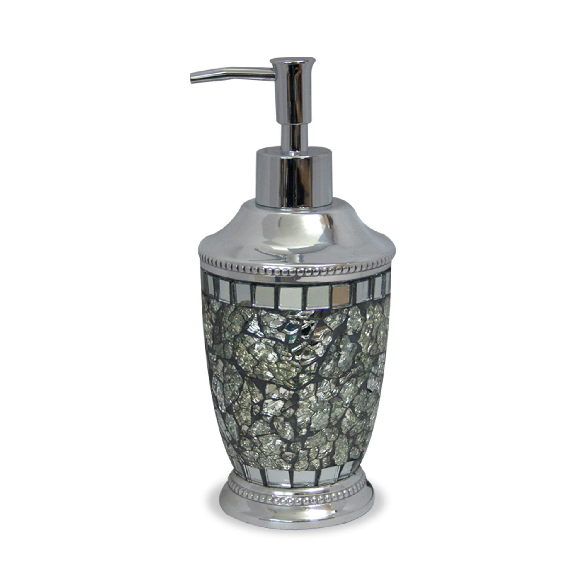 Nu Steel Ib6I Iceberg Collection Lotion Dispenser With Metal Pump, Refillable Bottle, Ideal For Liquid Soaps, Ice Mosaic Finish