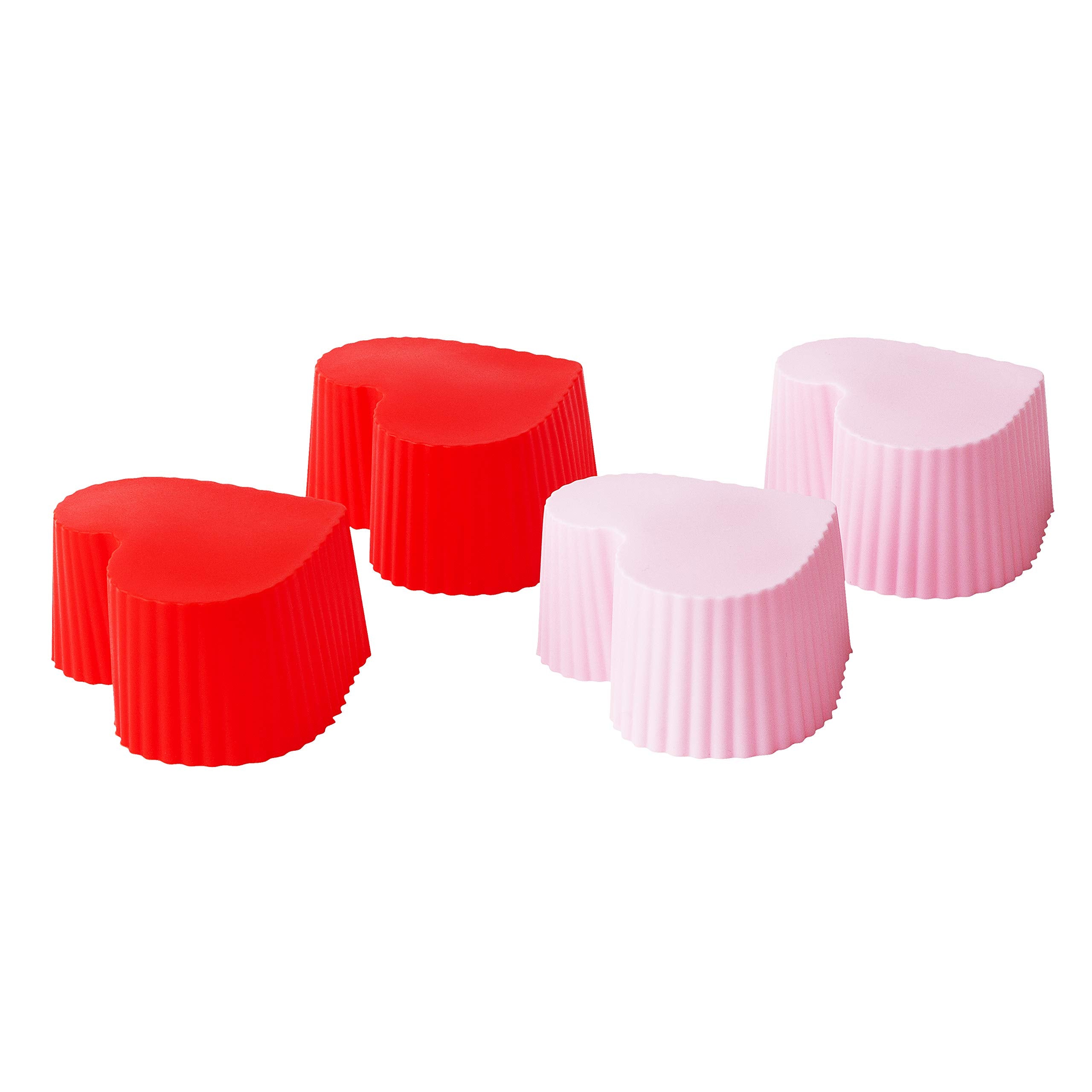 Fox Run Heart Silicone Muffin And Cupcake Liners, Set Of 12 Standard Size Wrappers