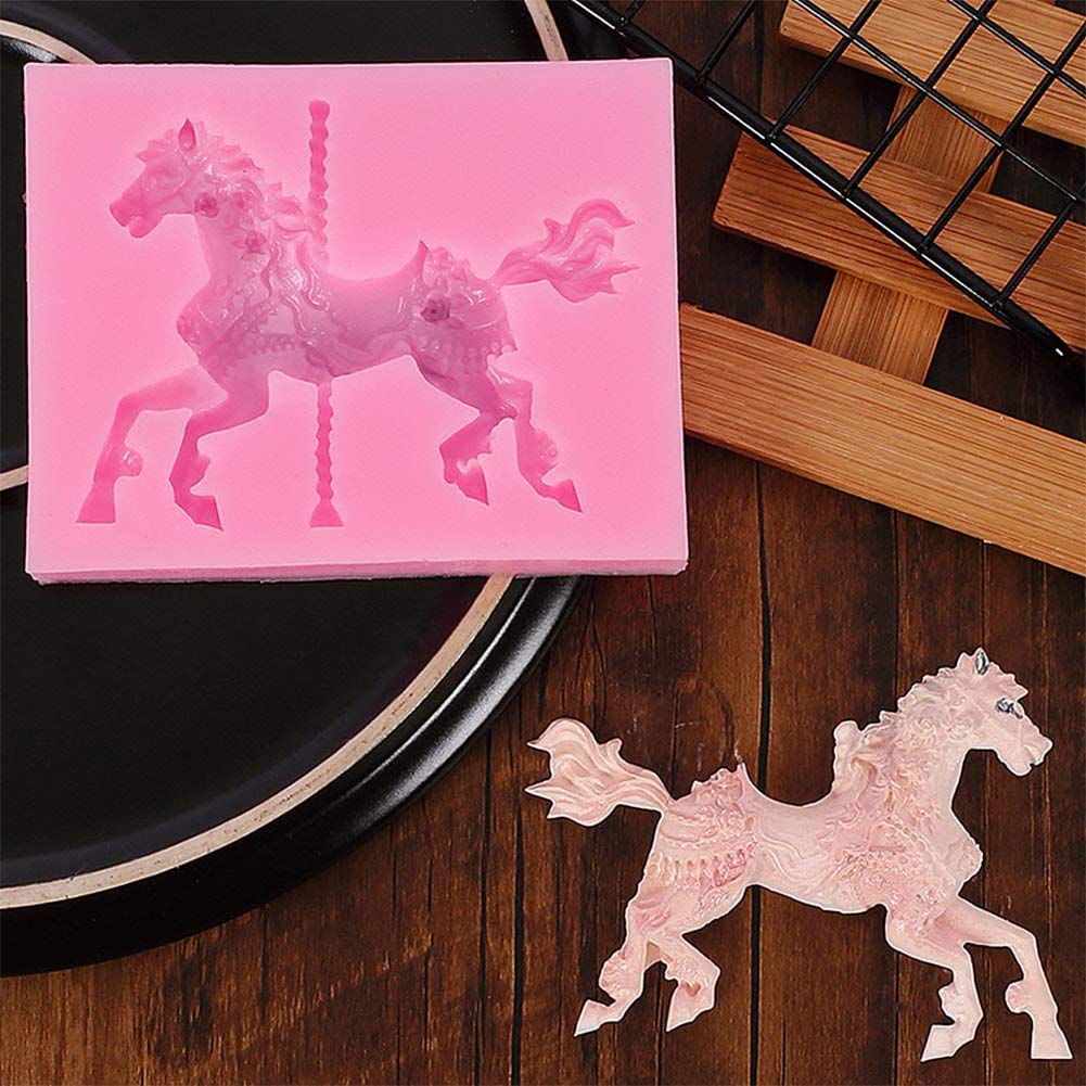 3D Carousel Horse, Silicone Fondant Cake, Cake Decorating For Carousel Cake Topper Decorations Chocolate