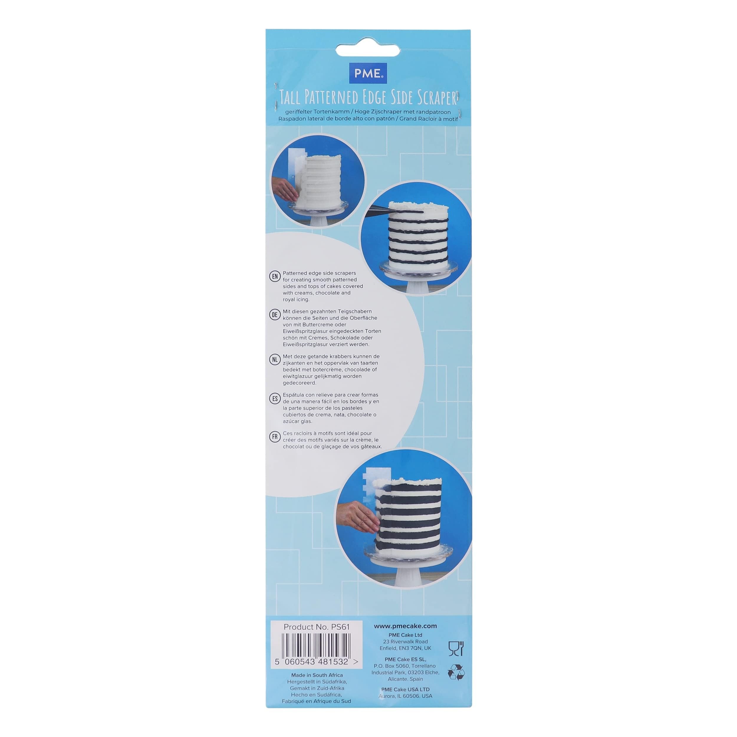 Pme Tall Patterned Edge Side Scraper For Cake Decorating-Stripes Acrylic 10, Transparent