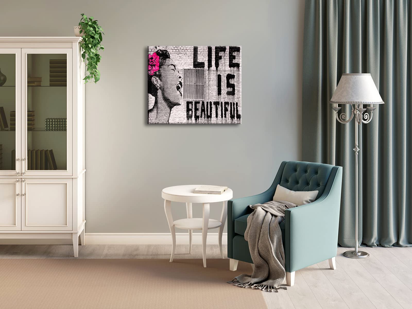 Wieco Art Abstract Giclee Canvas Prints Wall Art Ready To Hang For Kitchen Home Office Decor Banksy Life Is Beautiful Large Mode
