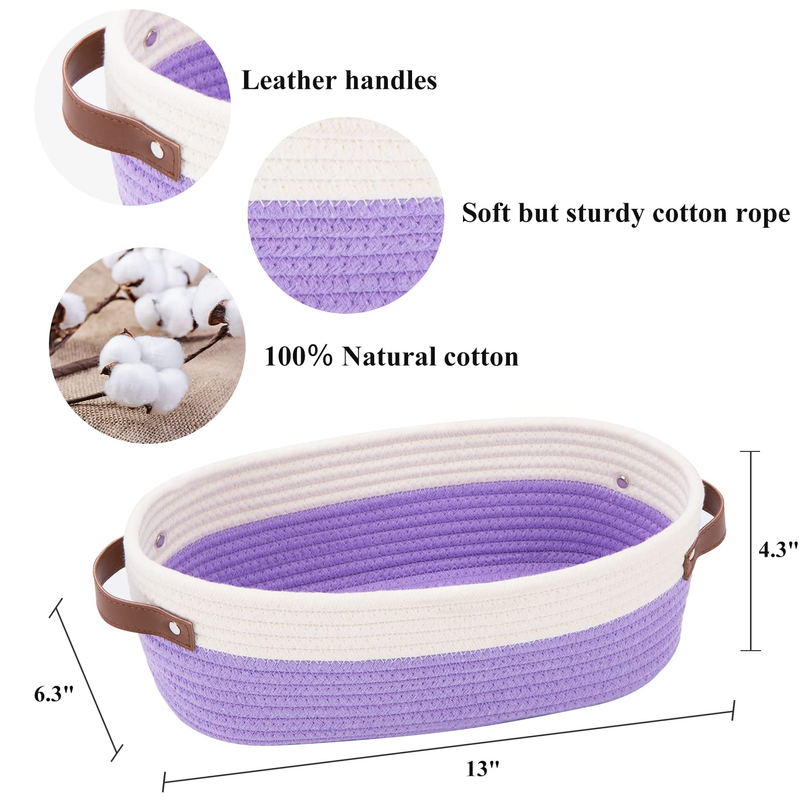 Hlwdflz Bathroom Countertop Organizer Basket, Cotton Rope Woven Storage Basket Toilet Paper Decorative Basket For Bathroom, Bedr