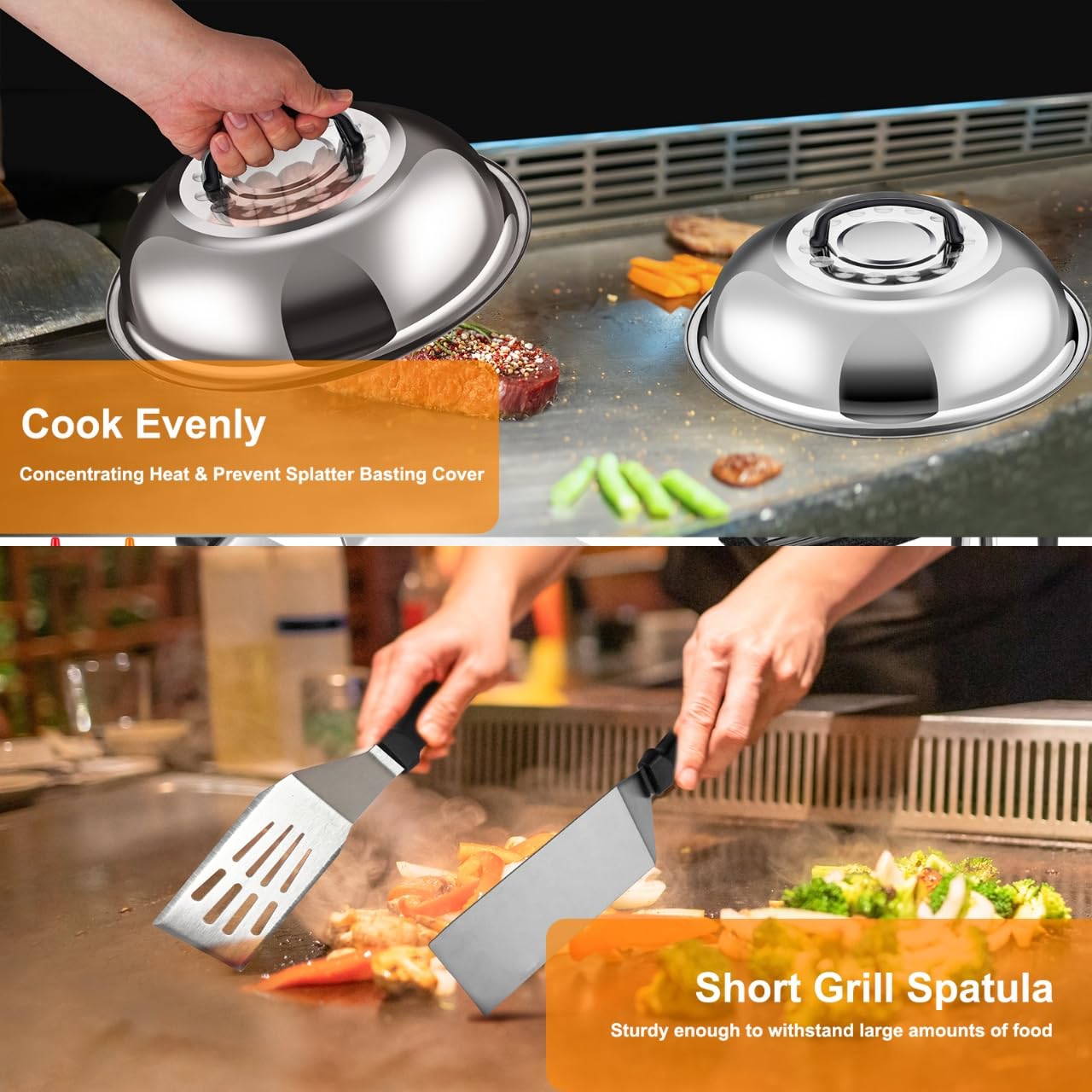 Griddle Accessories For Blackstone With Smashed Burger Press,19Pcs Griddle Accessories Kit For Hibachi, Enlarged Grill Spatula,