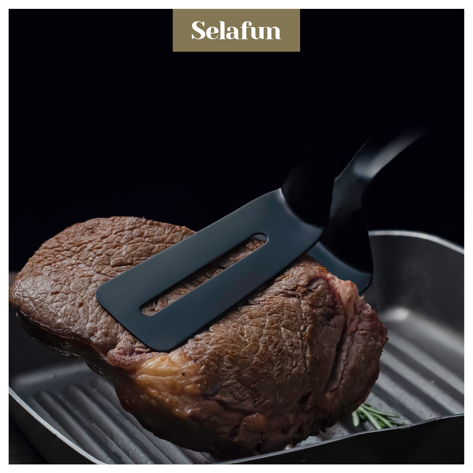 Kitchen Tongs Steak Clamp Bread Tongs 10 Inch Double Spatula Tongs Clip Pizza Clamp Stainless Slotted Multi-Function Food Flippi