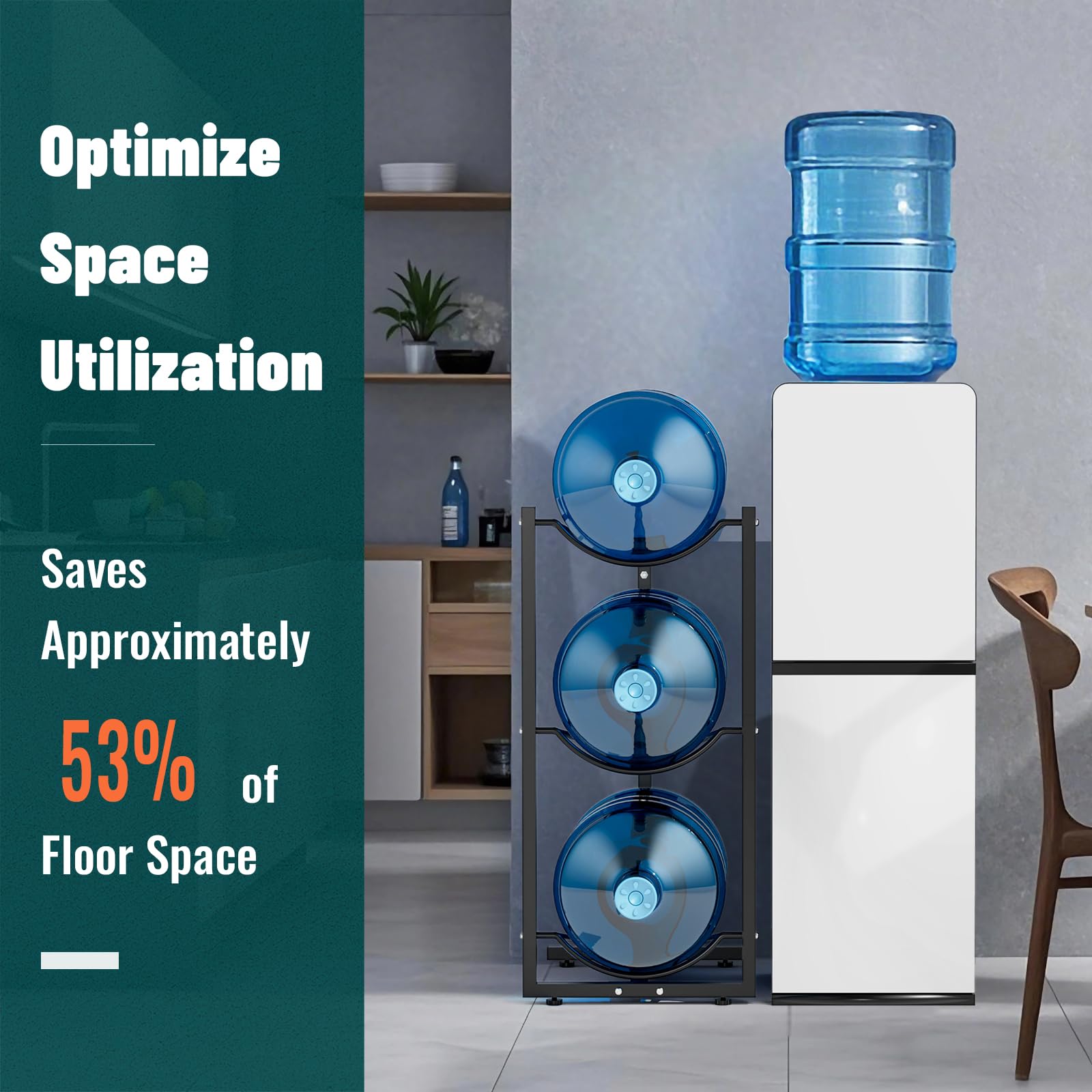 Mylolf Jug Rack Storage Holder: 4&5 Tier Stackage 5 Gallon Coller Water Bottle Organizer - 5 Gal Container Stand For Home Kitche