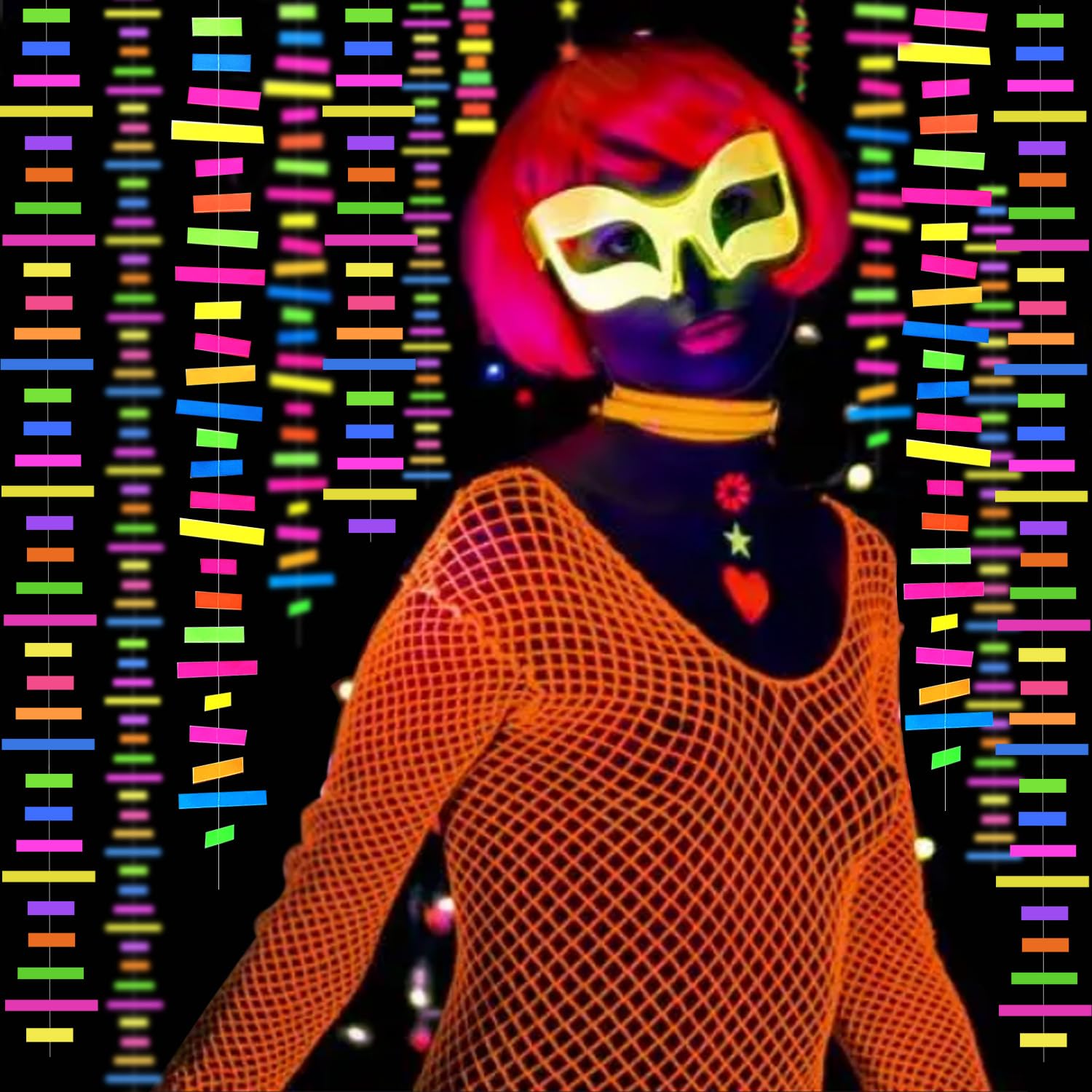 60Feet Uv Neon Paper Garland Stripe Neon Streamers Black Light Neon Decorationsglow Party Uv Reactive Neon Party Favors Glow In