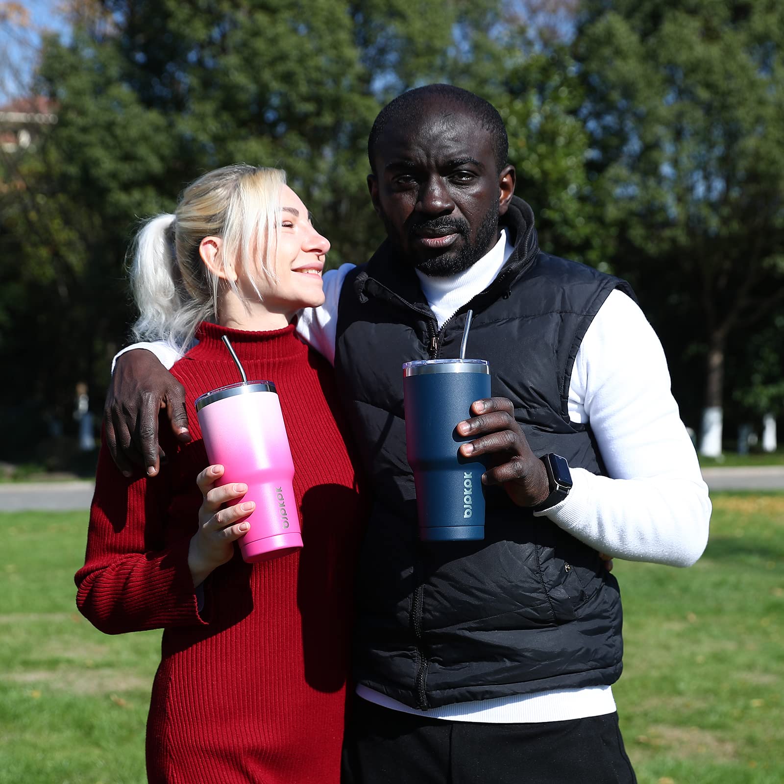 Bjpkpk 30Oz Color Block Tumbler With Lid And Straw,Stainless Steel Double Wall Vacuum Insulated Tumblers,Ocean Dream