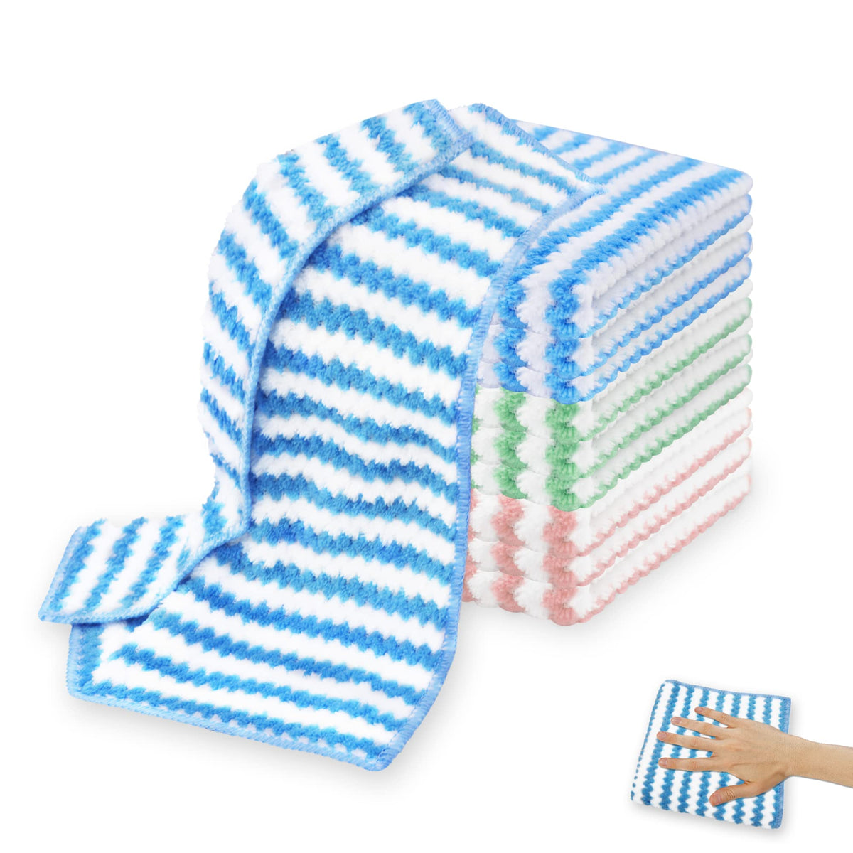 Microfiber Cleaning Cloth Absorbent Kitchen Towels Dish Cloths Washable 10 Pack 12  12In Reusable Cleaning Rags For Car Gardens