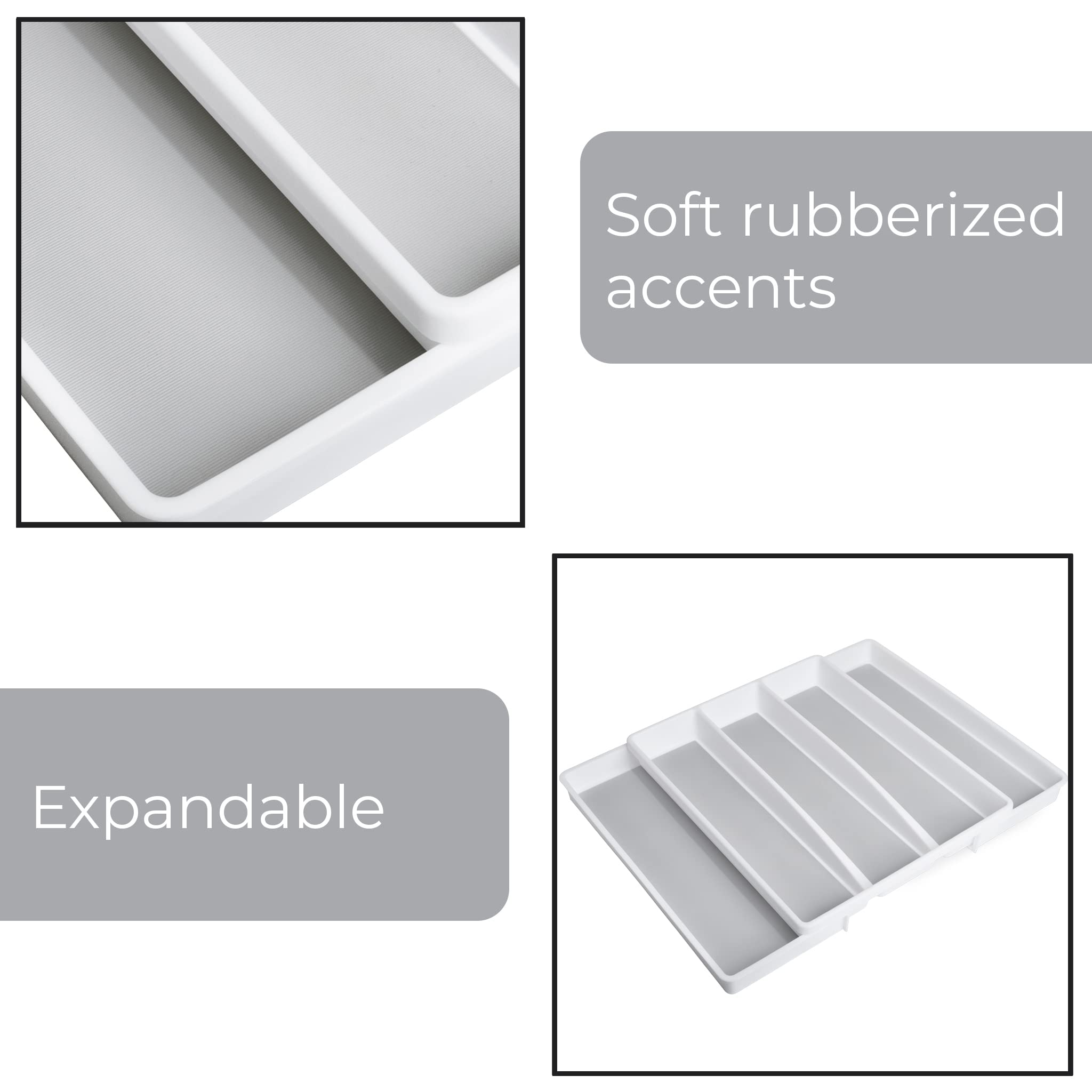 Smart Design 6 Compartment Plastic Drawer Organizer - Non-Slip Lining And Feet - Bpa Free - Utensils, Flatware, Office, Personal