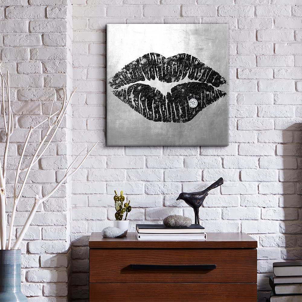 7Canvas Black And Grey Wall Art Decor Woman Sexy Lips Painting Prints On Canvas Framed Artwork For Home Bedroom Bathroom Salon D