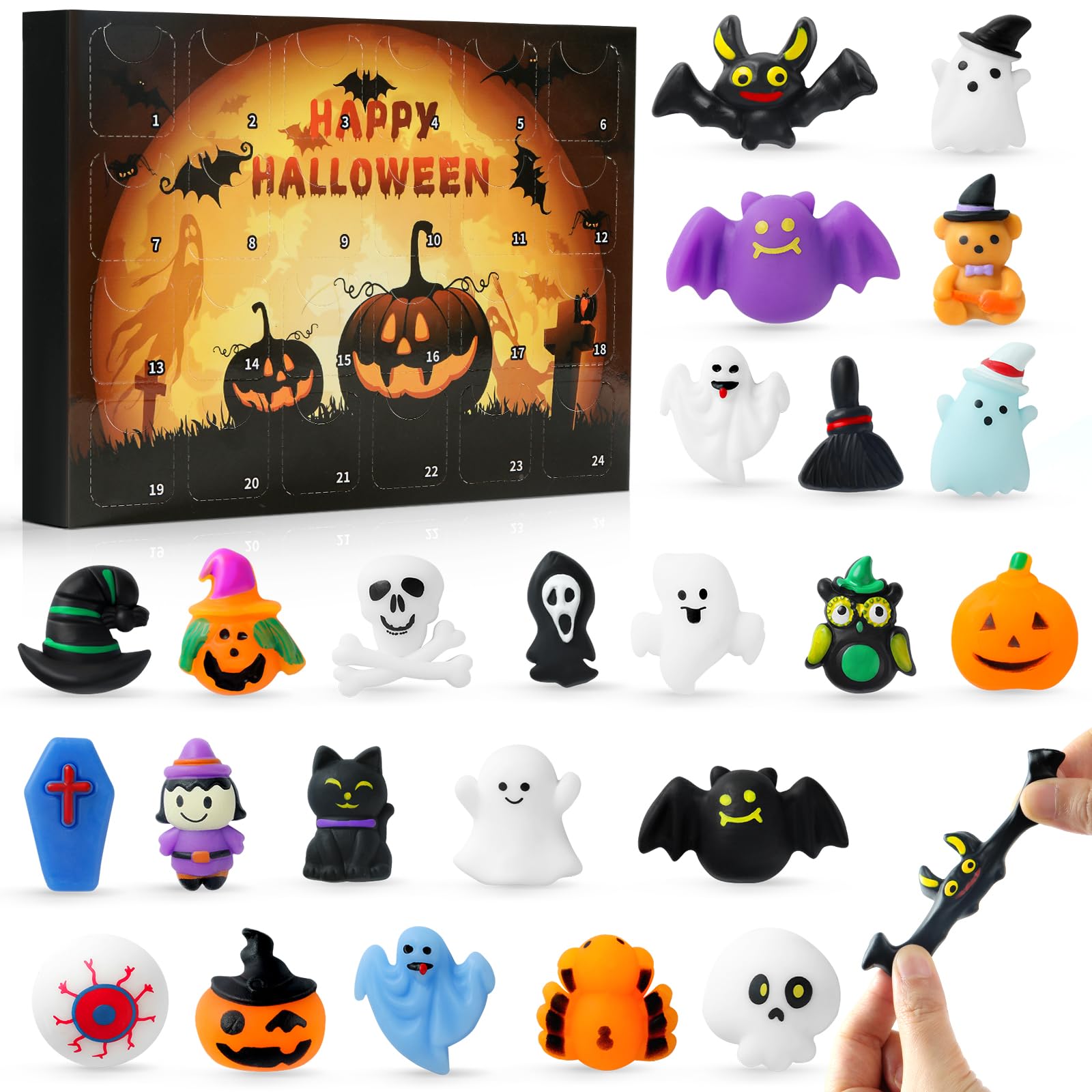 Halloween Advent Calendar 2025 with Mochi Squishy Toys 24 Days, Mini Squishy Advent Calendar for Kids, Boys, Girls, Teen (Hallow