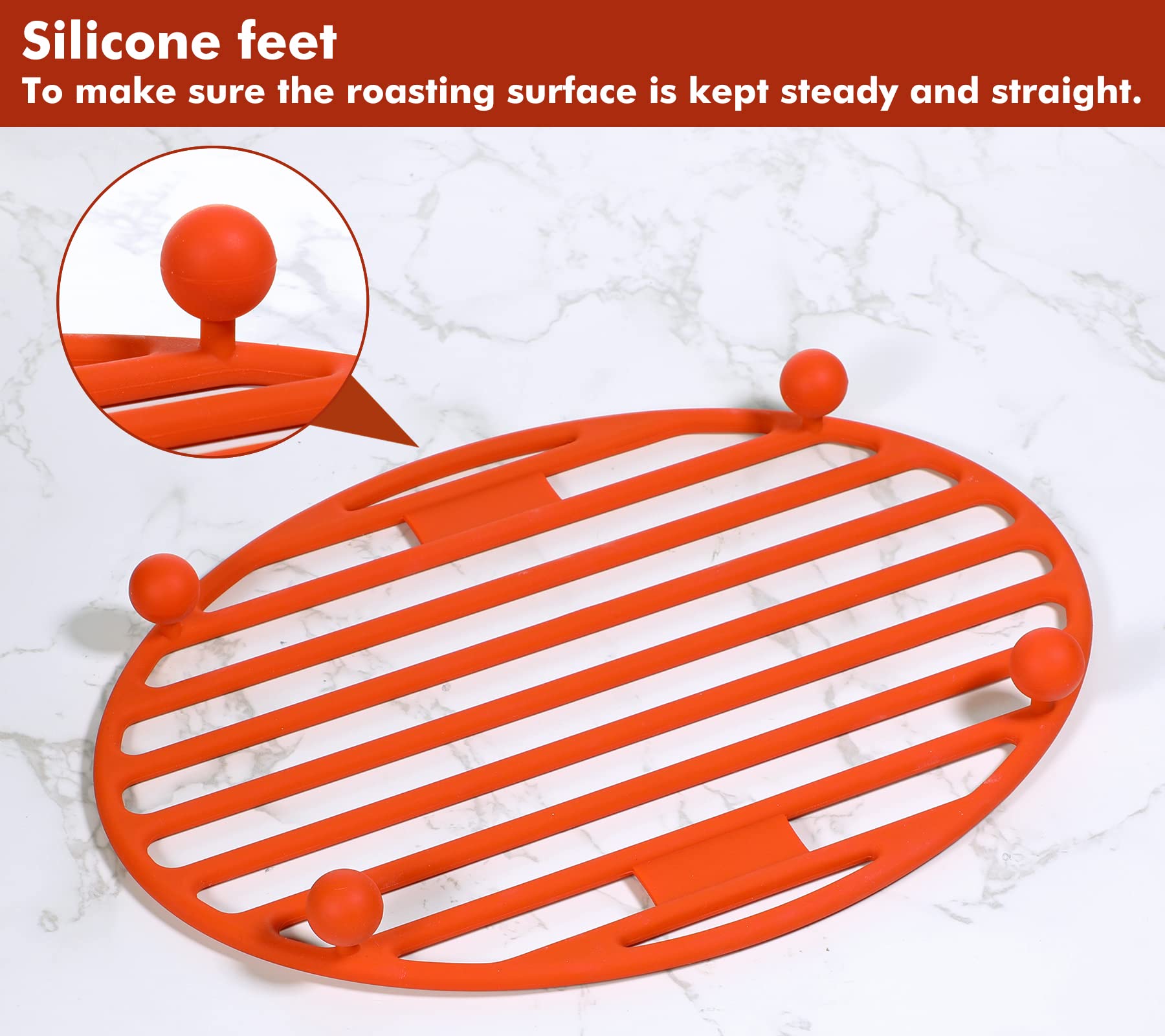 Webake Silicone Roasting Rack - 11x8 Inches Heat-Resistant Cooling Drying Rack for Baking and Roasting Pan