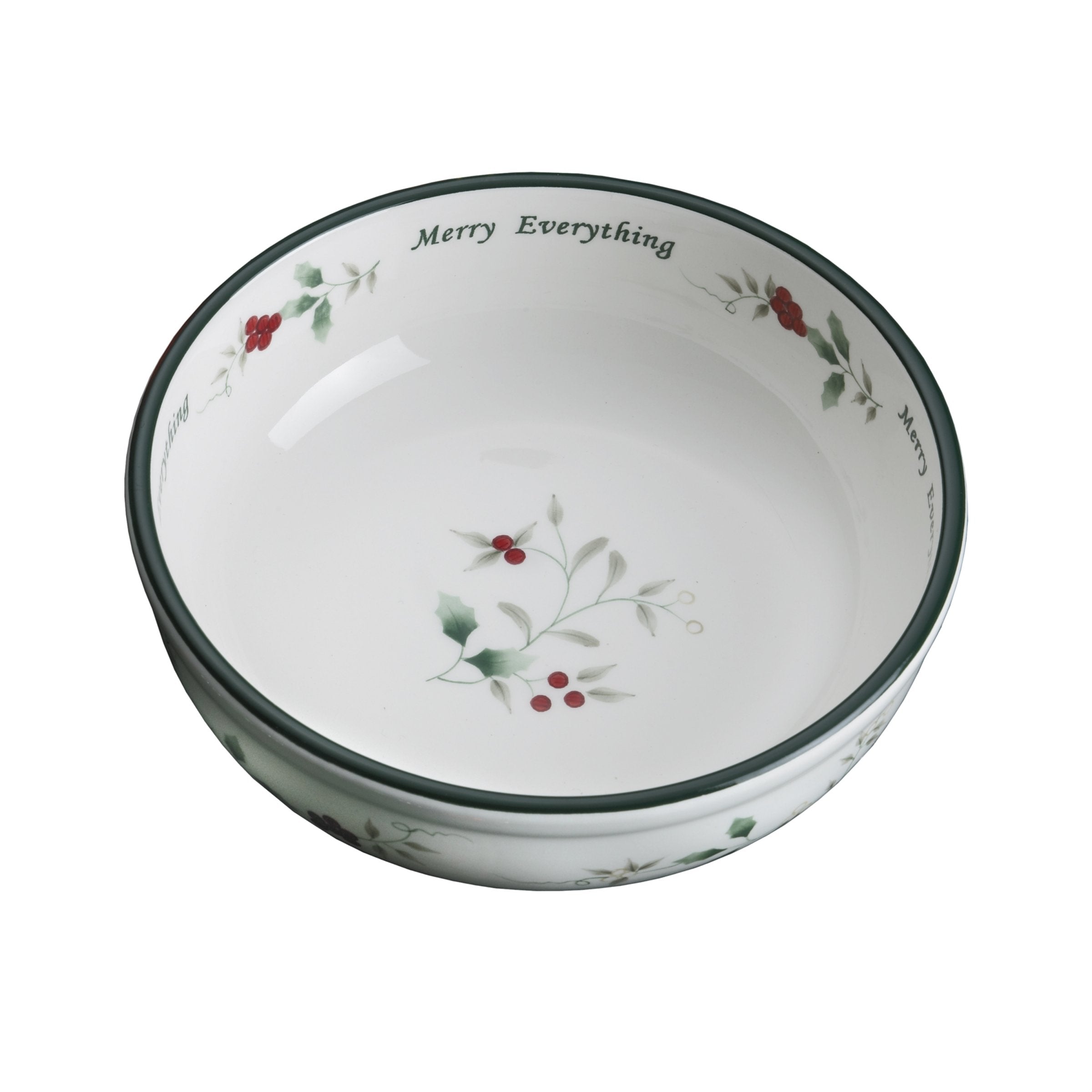 Pfaltzgraff Winterberry Hard Dolomite Candy Tidbit Dish Bowl (7-Inch) - , Red/Green /White