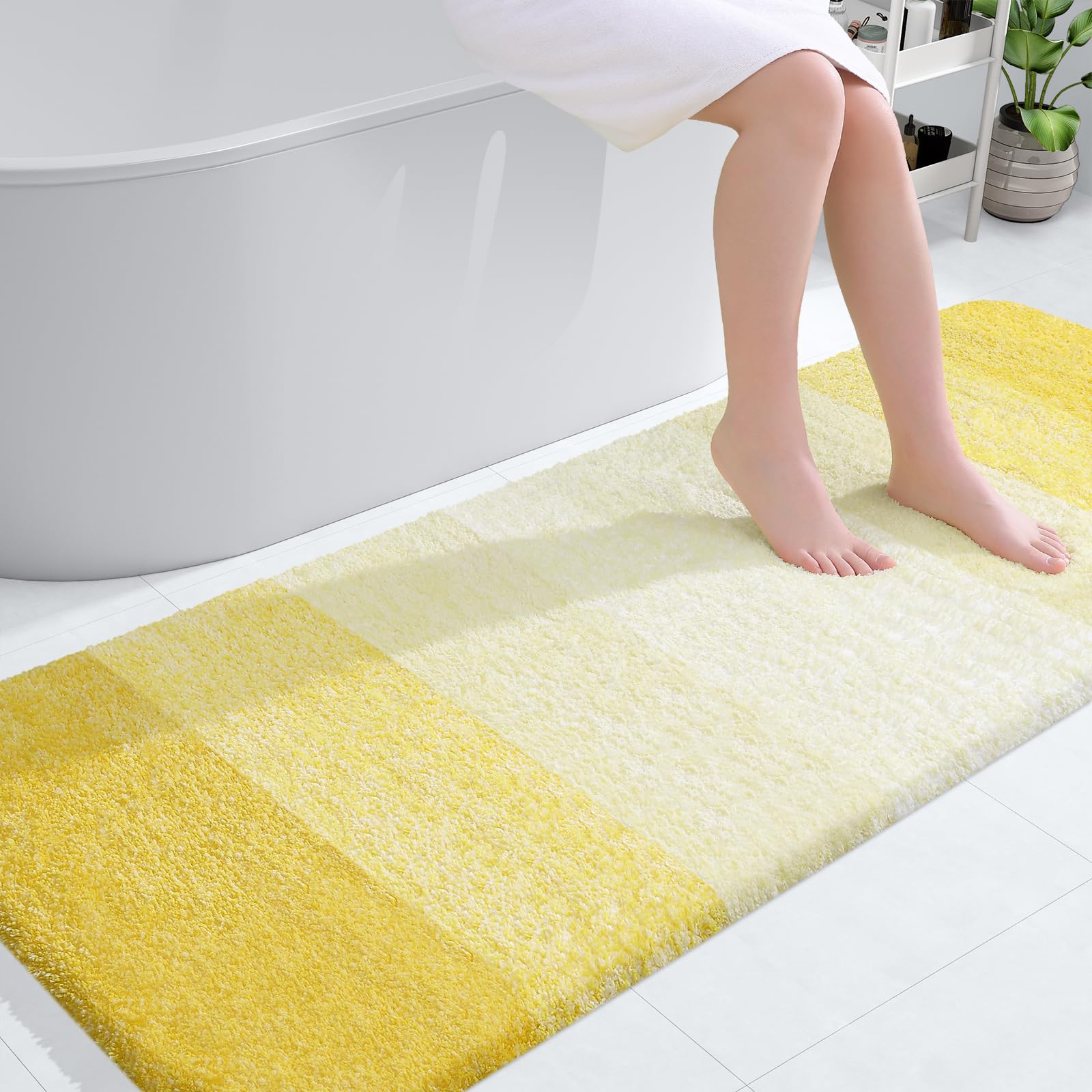 Olanly Luxury Bathroom Rug Mat 59X24, Extra Soft And Absorbent Microfiber Bath Rugs, Non-Slip Plush Shaggy Bath Carpet Runner, M