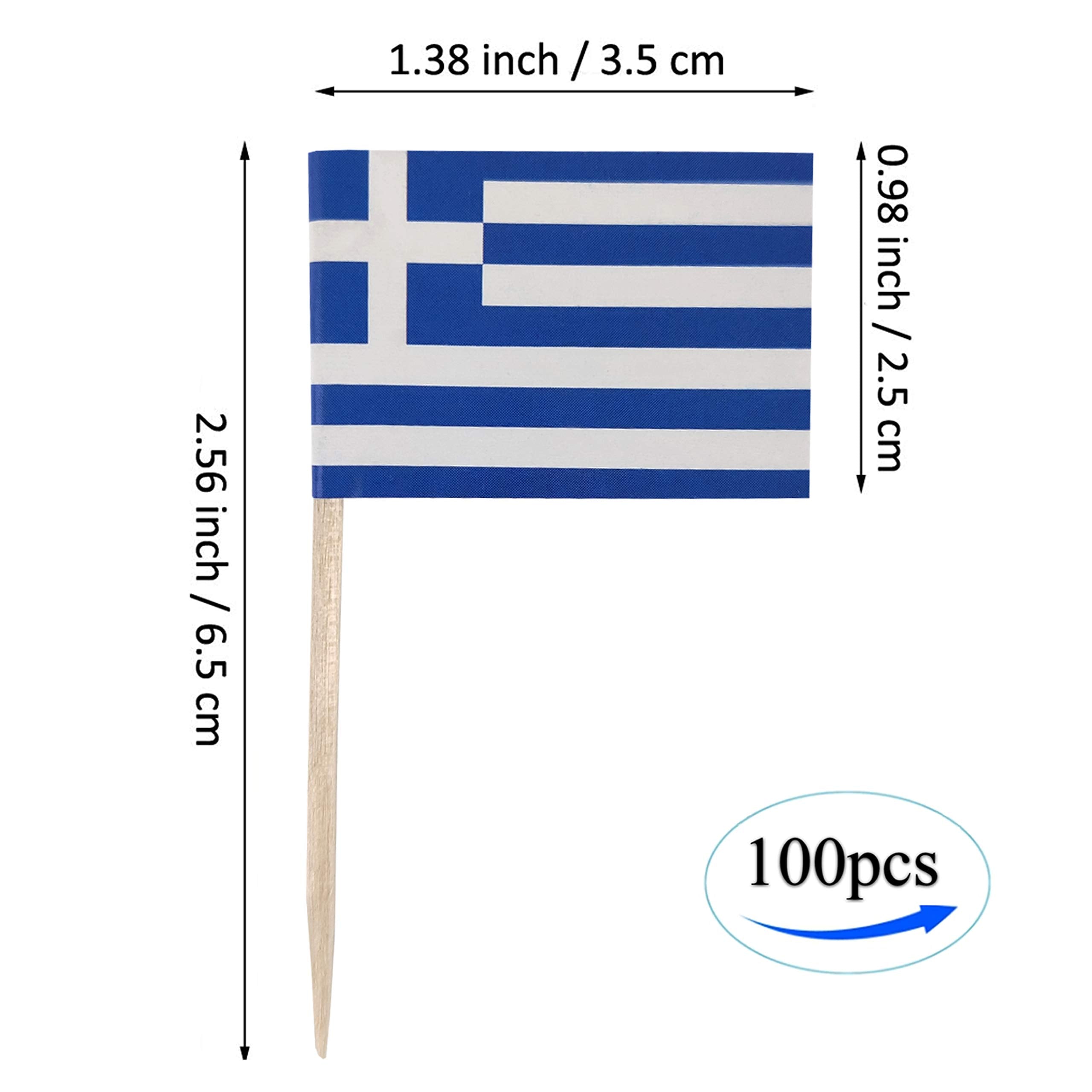 Jbcd Greece Toothpick Flag Greek Mini Small Cupcake Topper Flags, 100Pcs