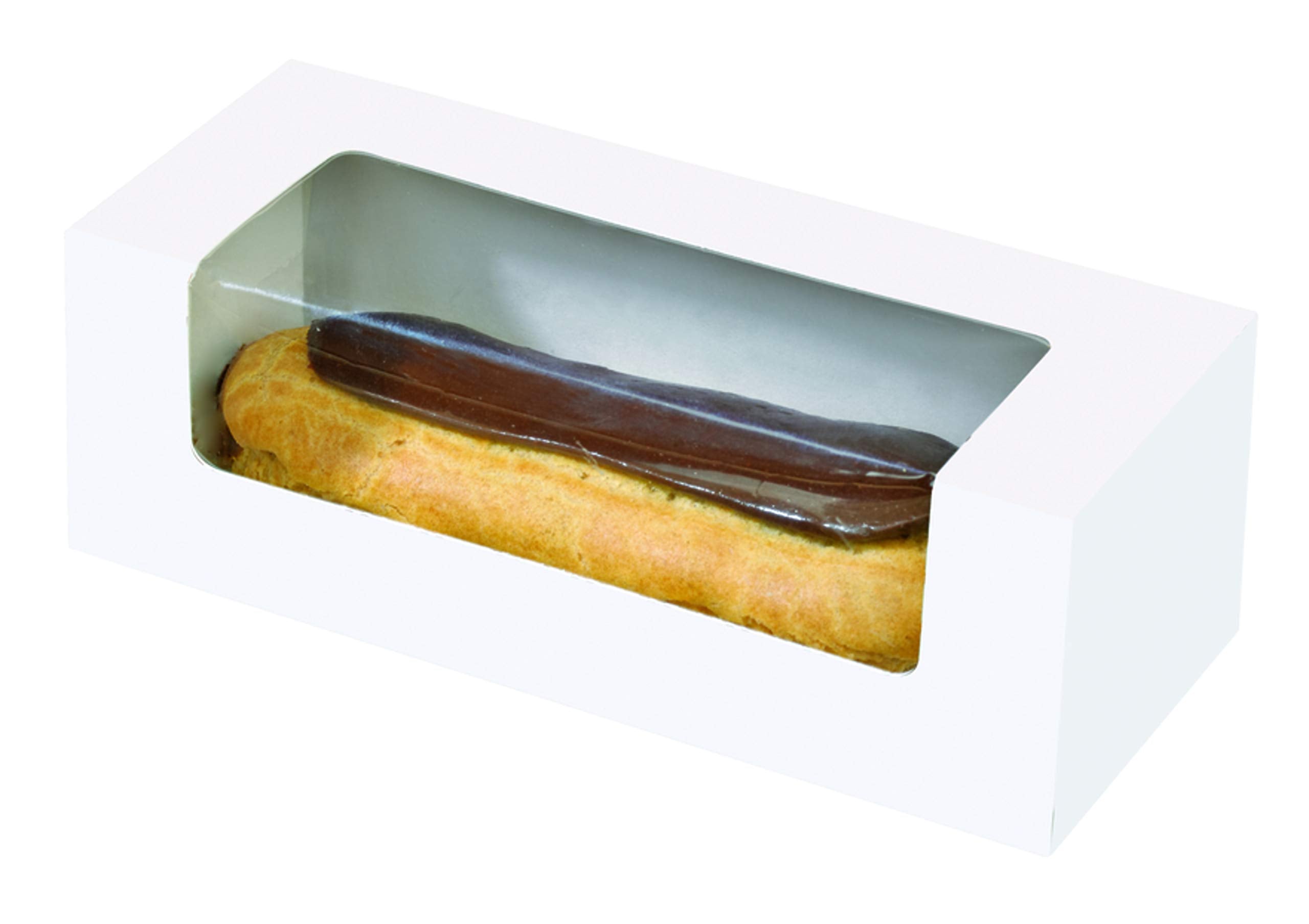 PacknWood 210CCLAIR - Rectangle Paper To Go Box - Windowed Box for Sandwich, Eclair, Macaron, & Hotdog - Recyclable Takeout Cont
