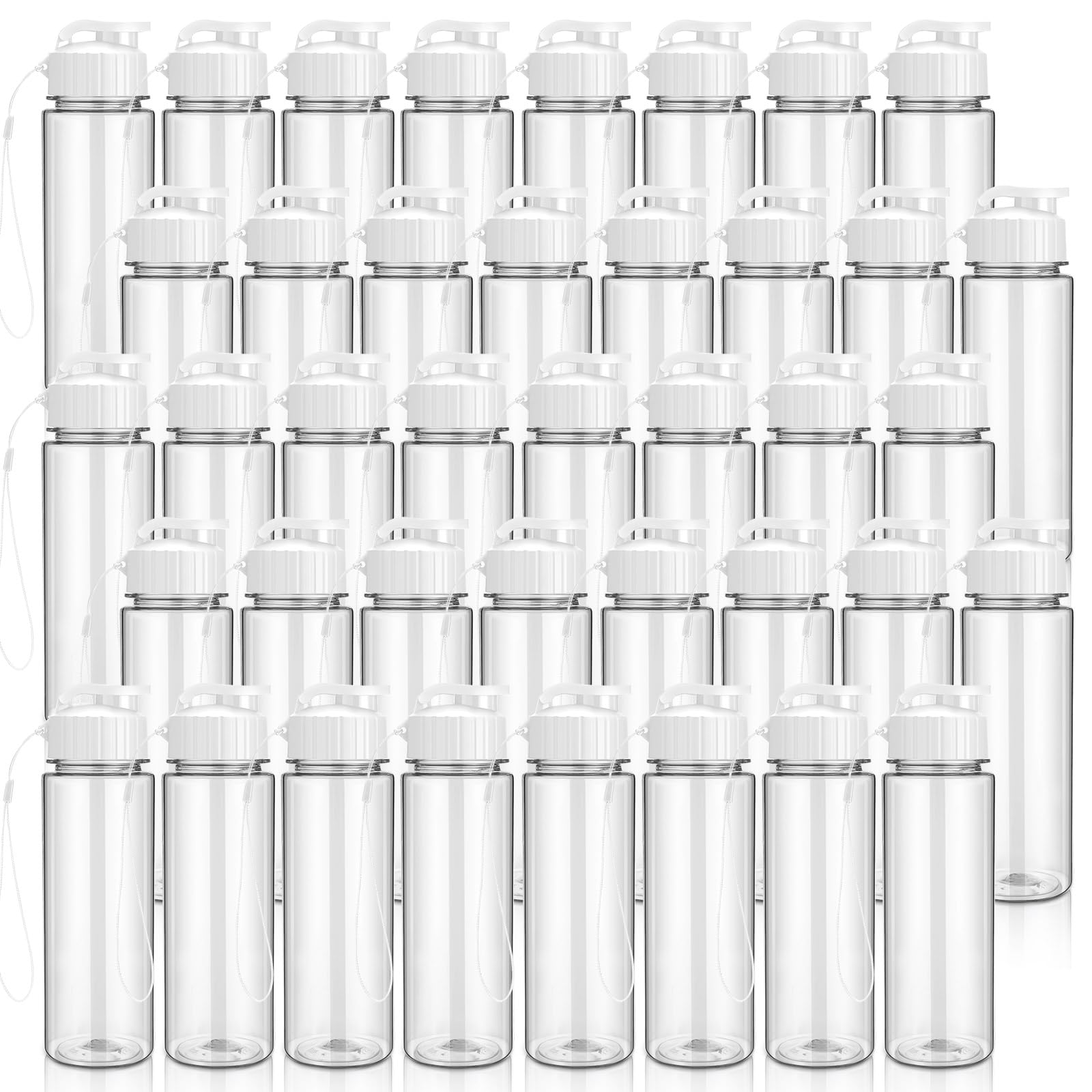 Mifoci 40 Pieces Plastic Water Bottle Bulk for Kids Adults, Clear,White