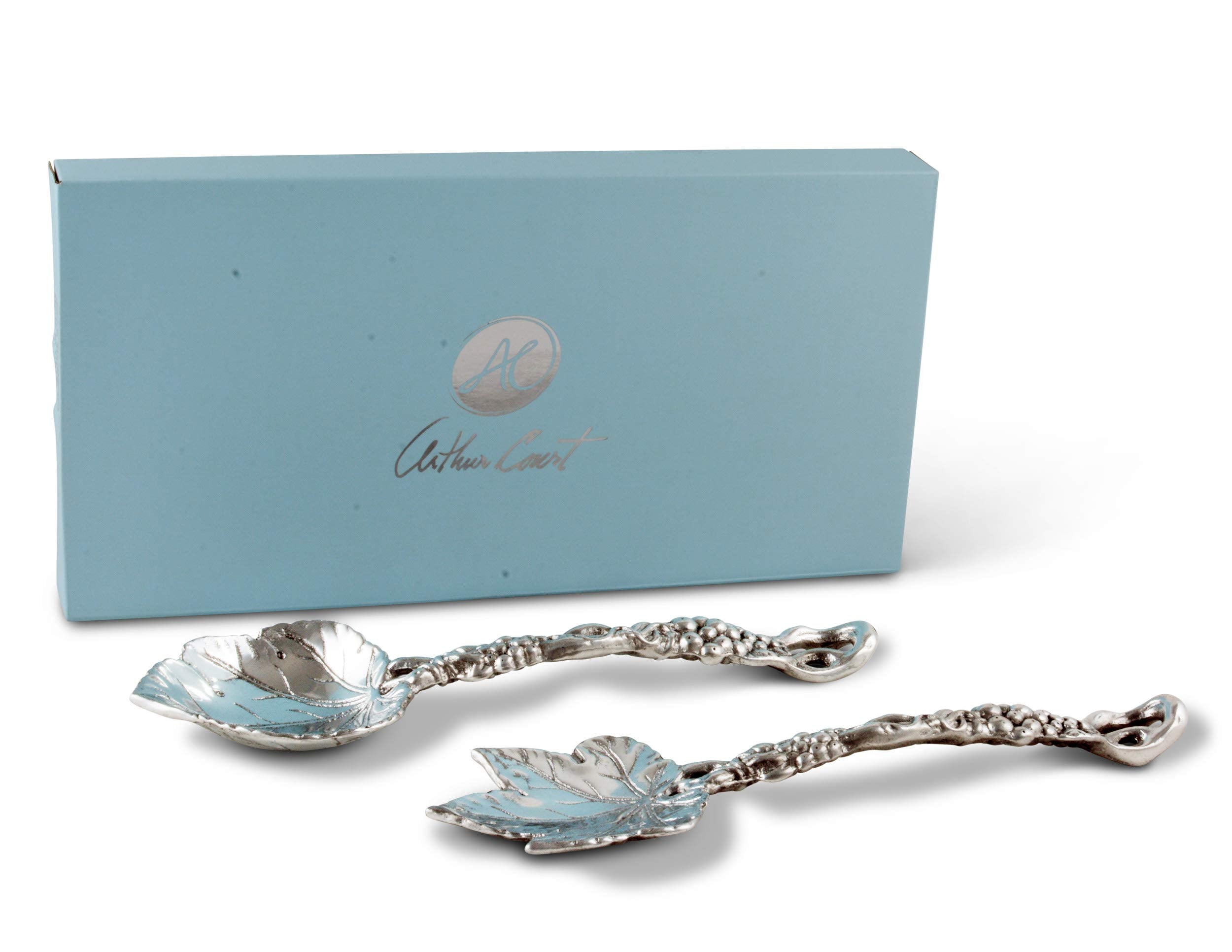Arthur Court Designs Aluminum Metal Grapevine Salad Serving Set - Mediterranean Inspired Heavy Quality Detail 11 Inch Long