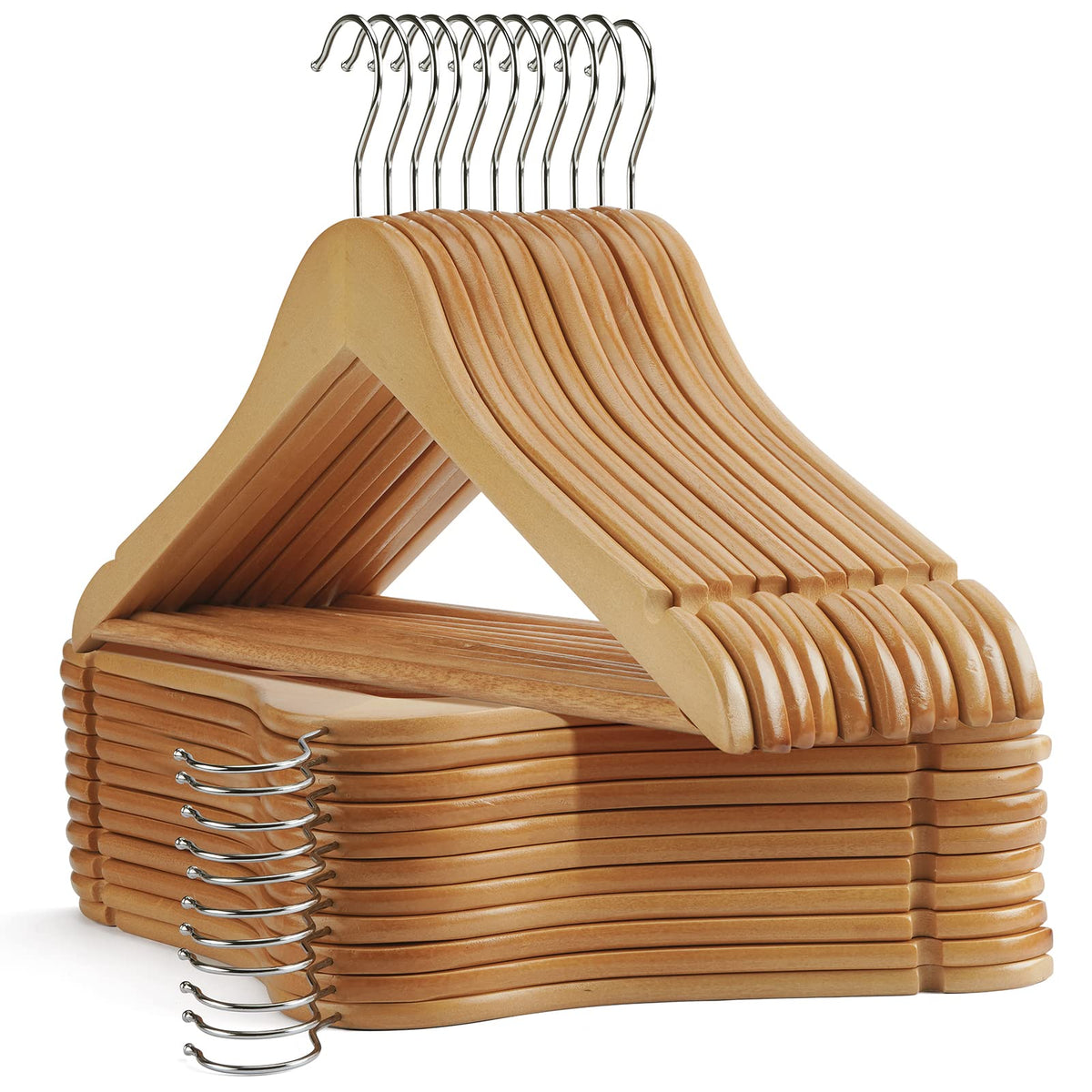 Uinicor Wooden Hangers - 30 Pack - Slim Wooden Suit Hangers Coat Hangers For Closet, Heavy Duty Hangers Precisely Cut Notches Wo