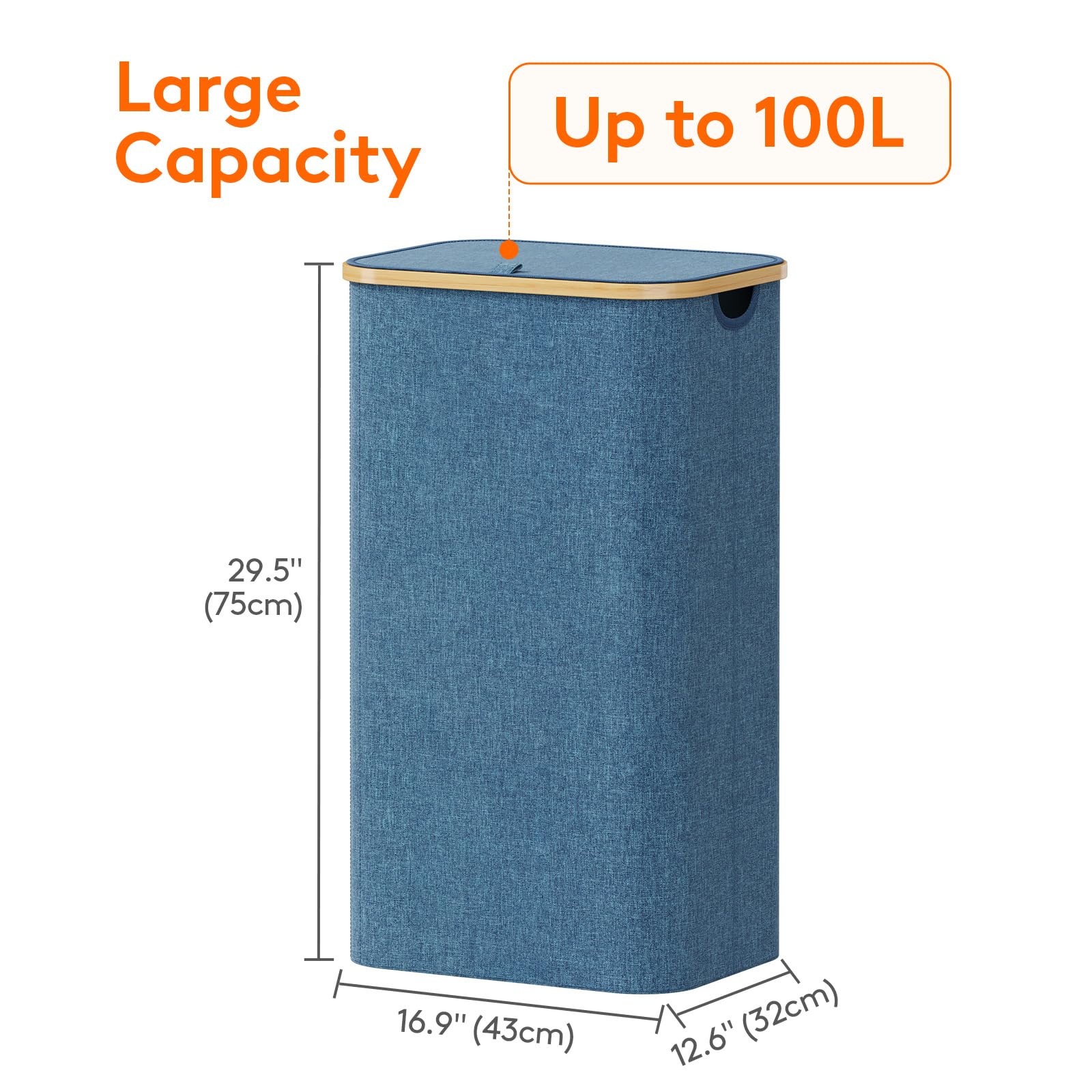Lifewit 80L Laundry Basket With Lid, Clothes Hampers With Bamboo Handles And A Removable Laundry Bag, Large Foldable Hamper For