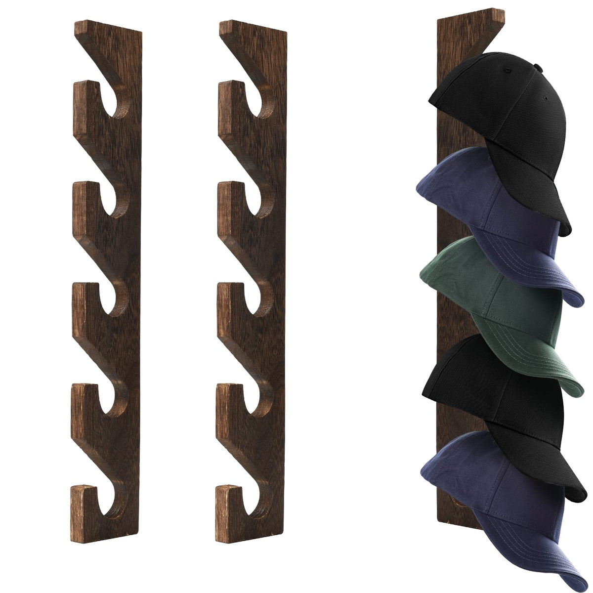 2Pcs Hat Rack For Baseball Caps, Wall Mounted Baseball Hat Organizer Hat Holder Wall Vertical Hat Rack Baseball Cap Holder Hat H