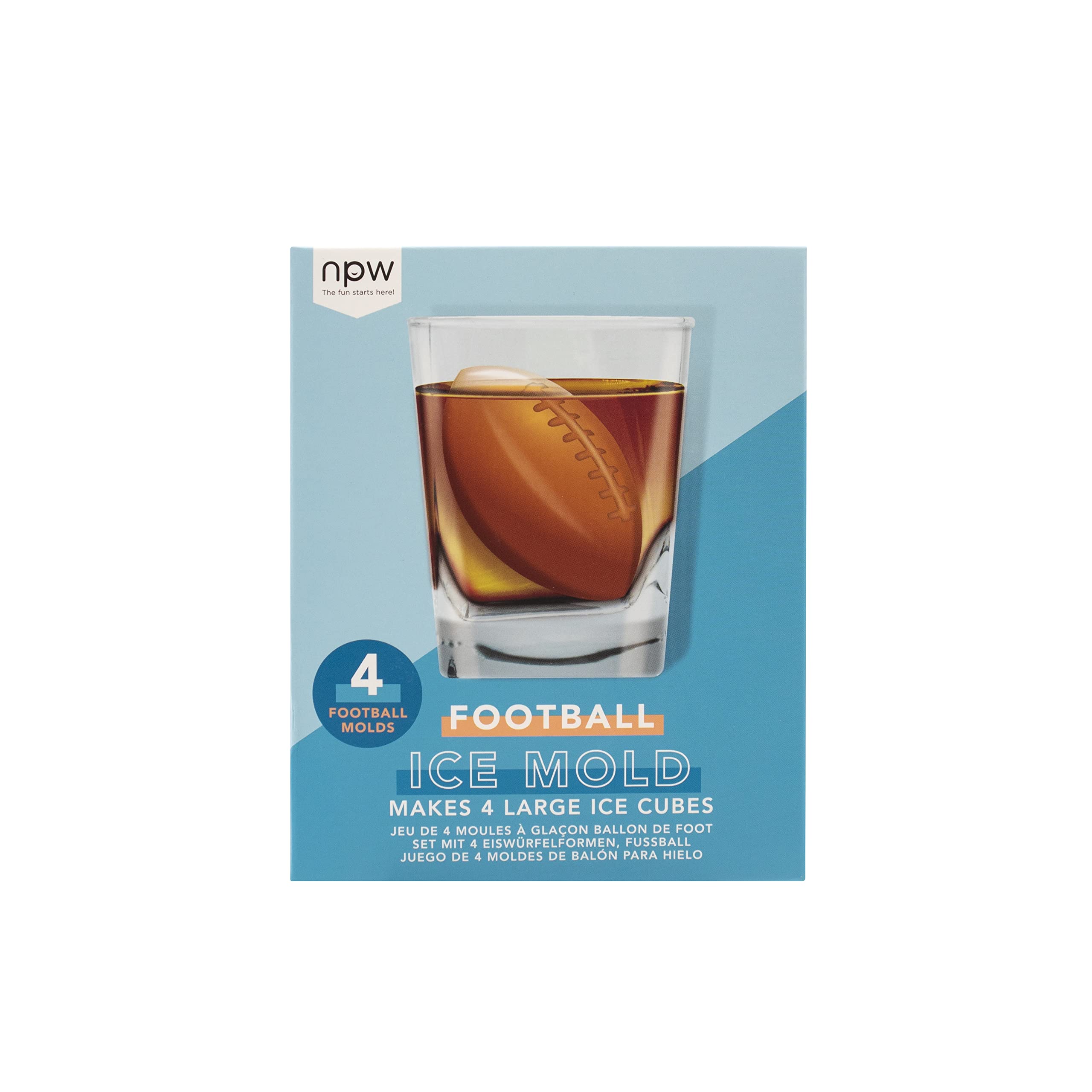 Npw-Usa Happy Hour Football Ice Mold, Set Of 4